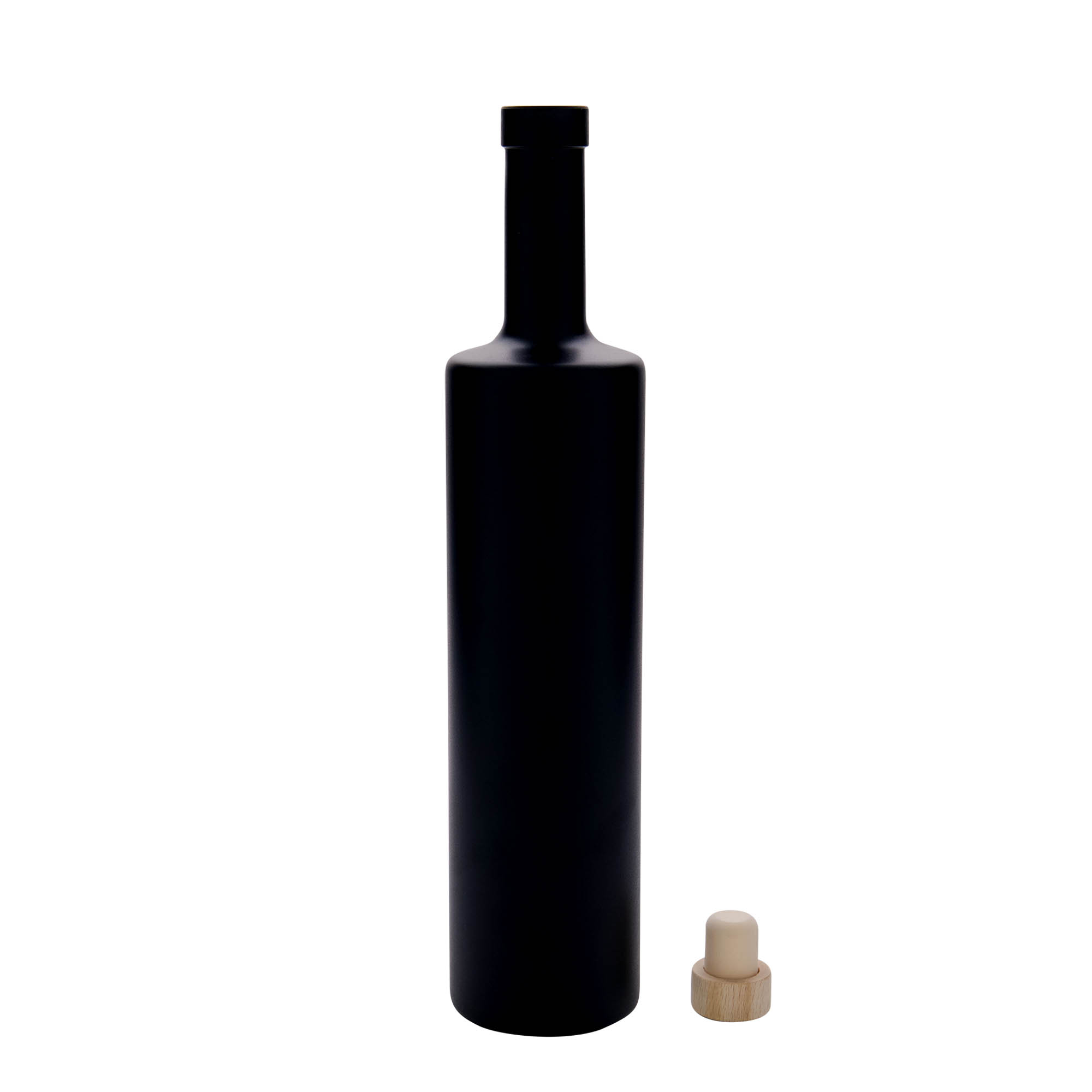 700 ml glass bottle 'Centurio', black, closure: cork