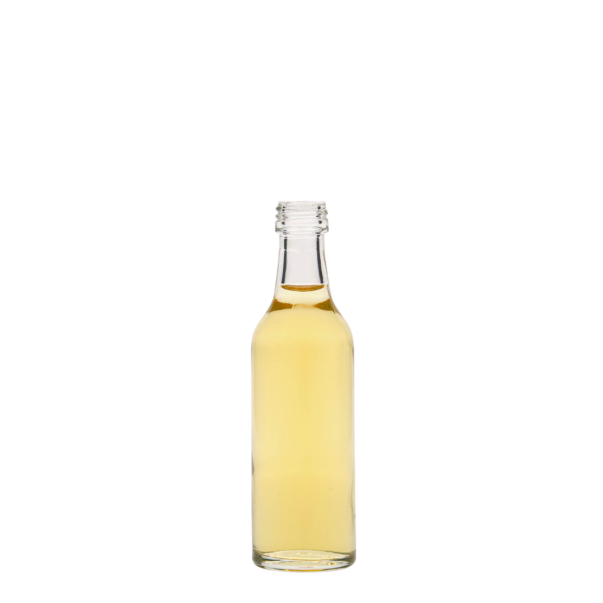 50 ml straight neck glass bottle, closure: PP 18