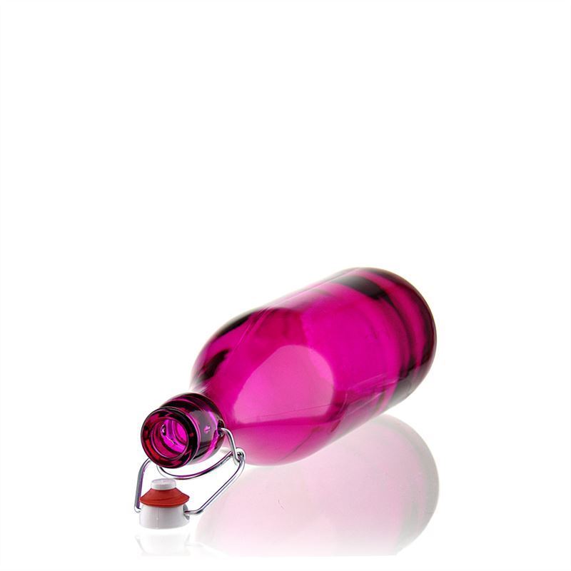 1,000 ml glass bottle 'Giara', pink, closure: swing top