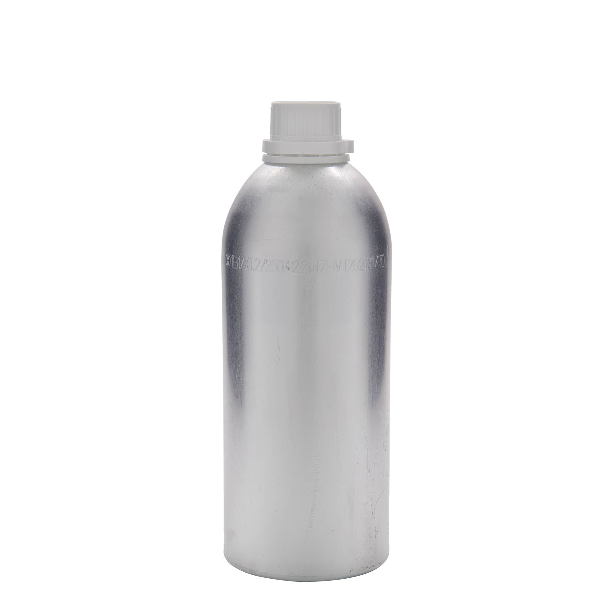 1100 ml aluminium bottle, metal, silver, closure: DIN 32