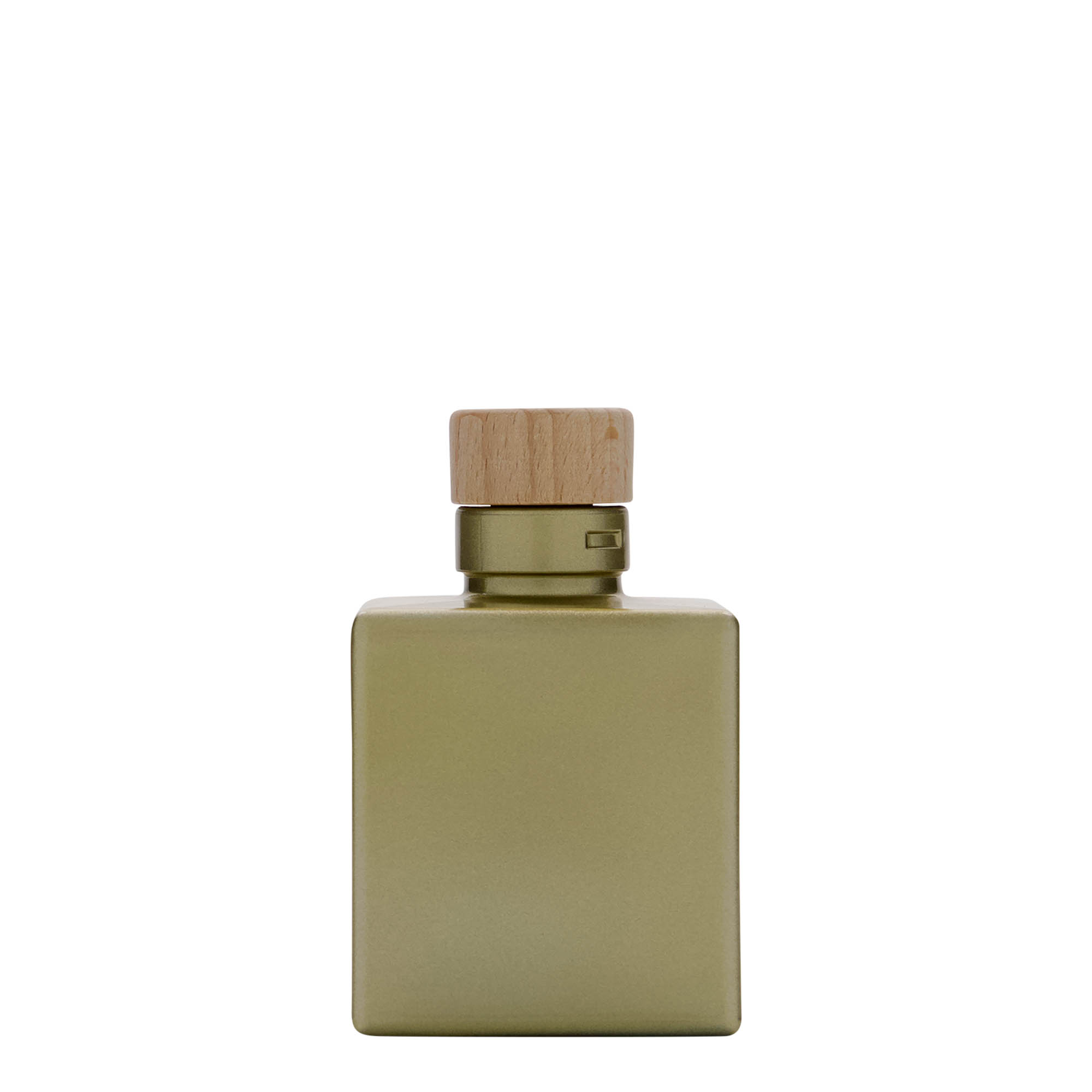 100 ml glass bottle 'Cube', square, gold, closure: cork