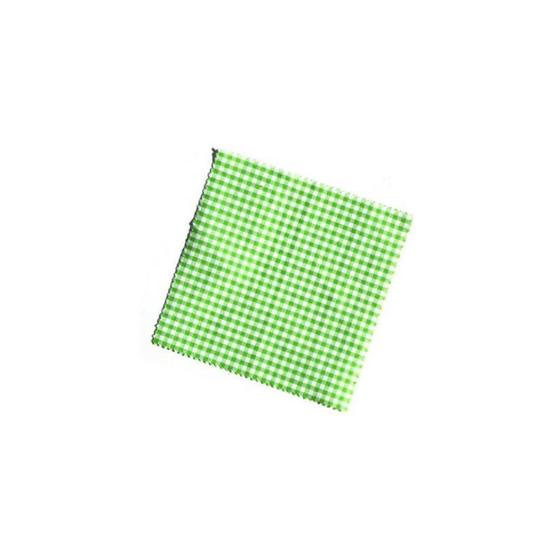 Checked fabric jar cover 15x15, square, textile, lime green, for opening: TO58-TO82