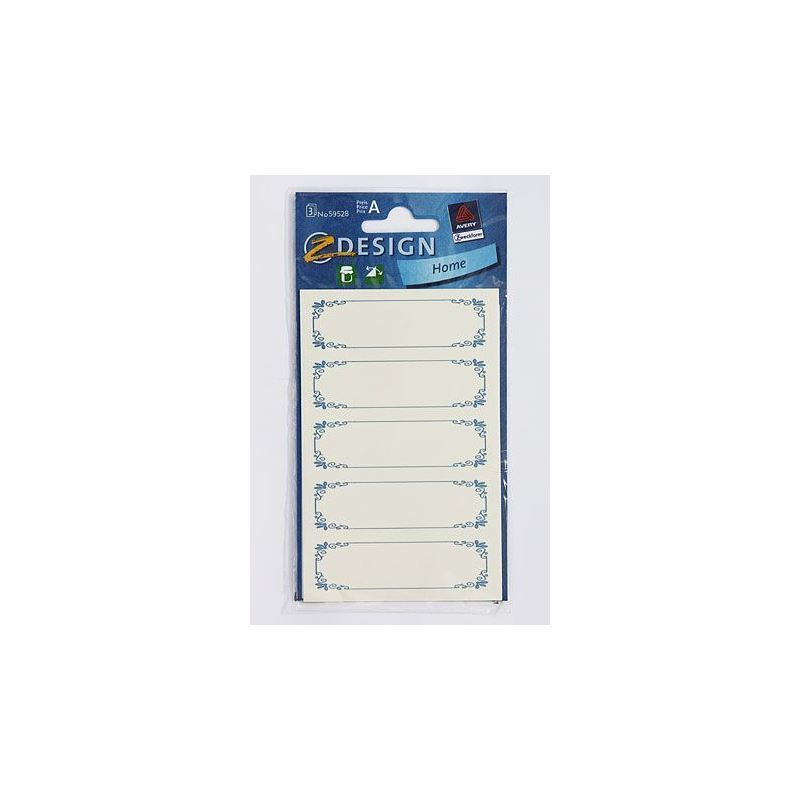 Themed labels 'Blue Border', rectangular, paper, white/blue