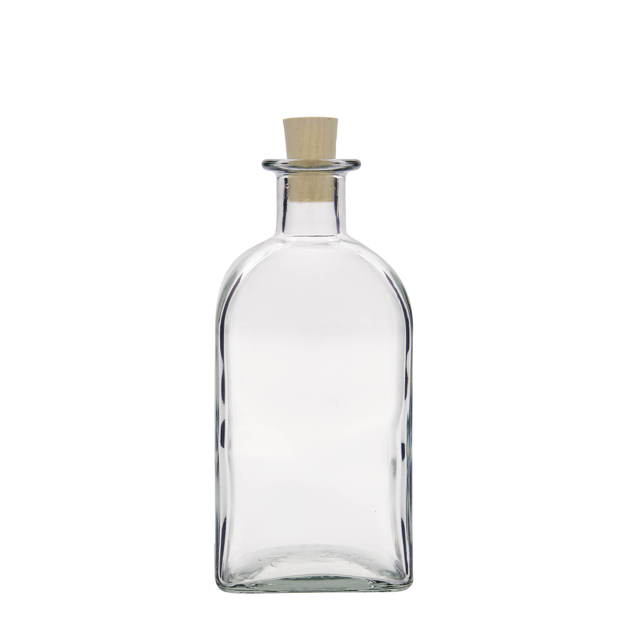 500 ml glass apothecary bottle Carré, square, closure: cork