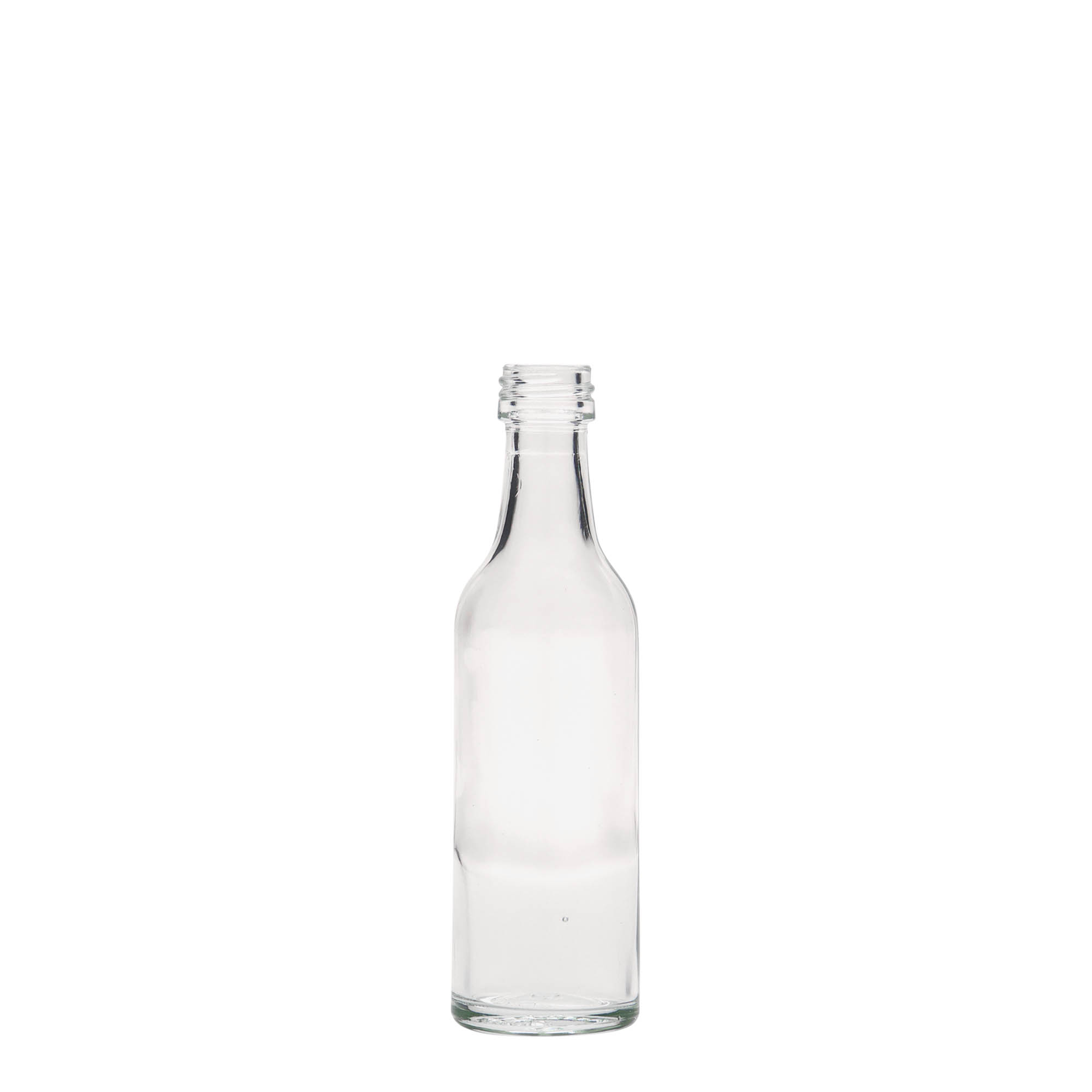 50 ml straight neck glass bottle, closure: PP 18