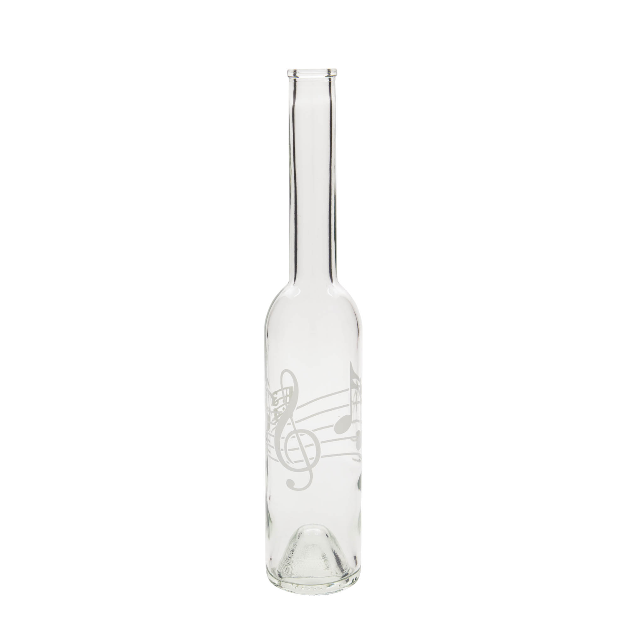 350 ml glass bottle 'Opera', print: music notes, closure: cork