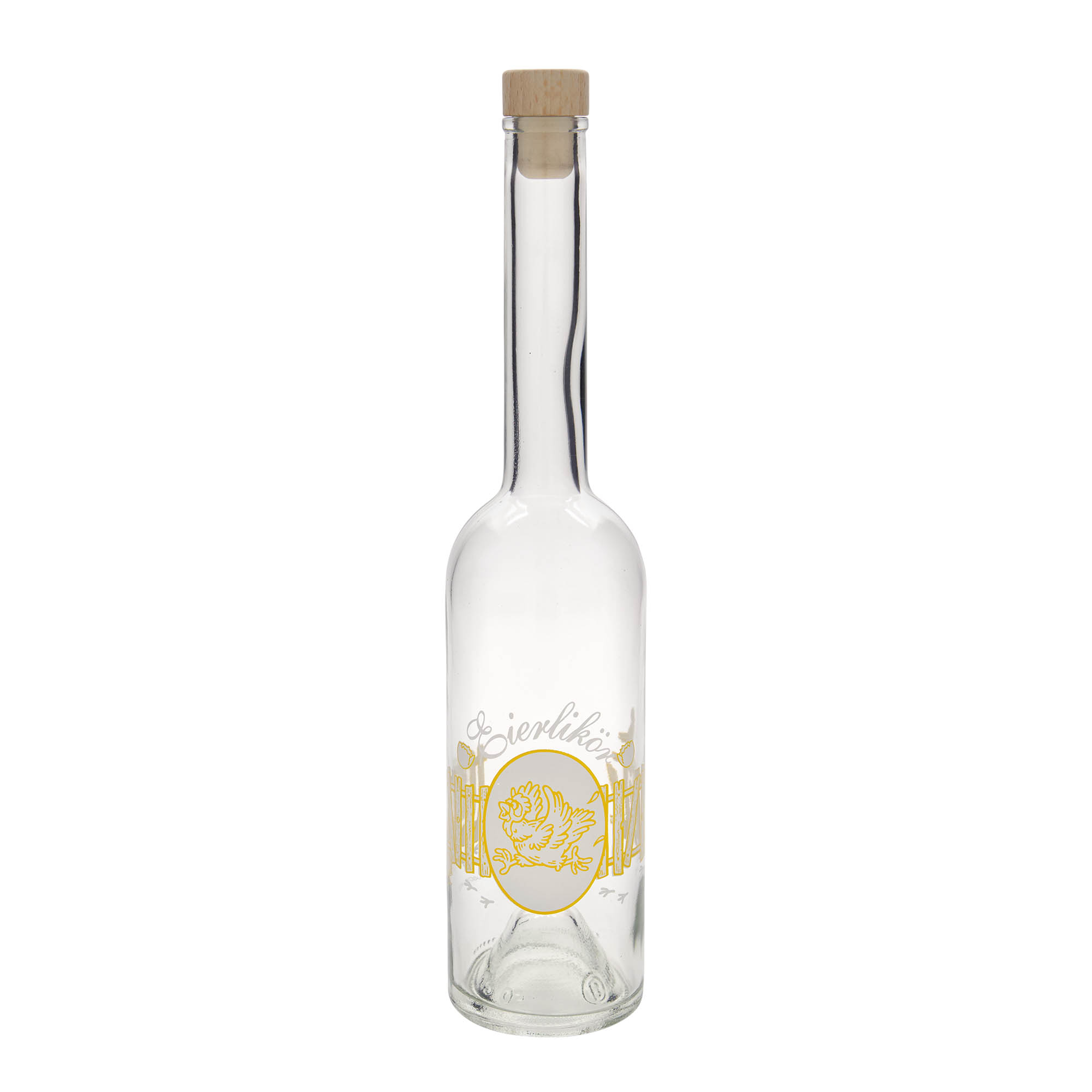 500 ml glass bottle 'Opera', print: egg liqueur, closure: cork