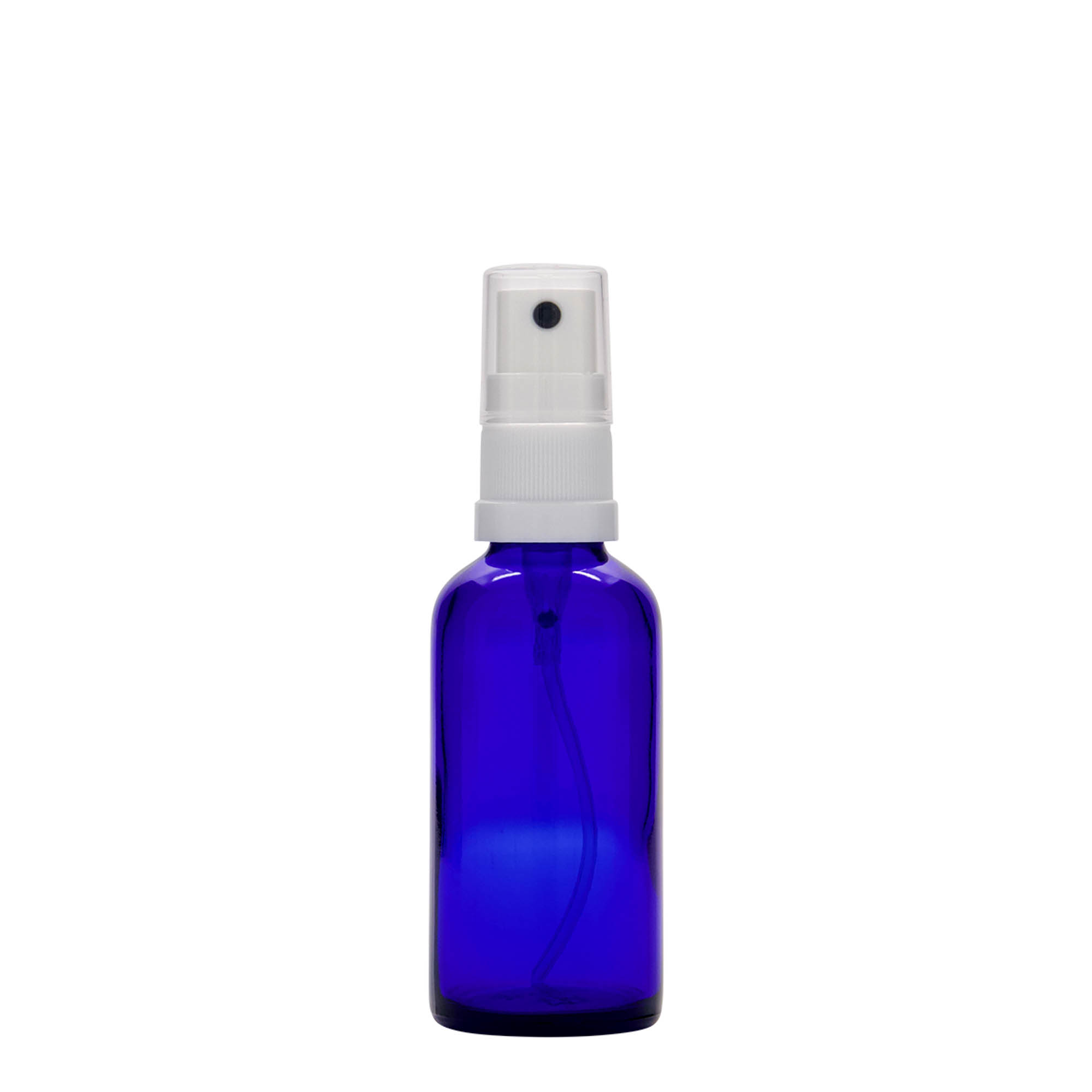 50 ml medicine spray bottle, glass, royal blue, closure: DIN 18