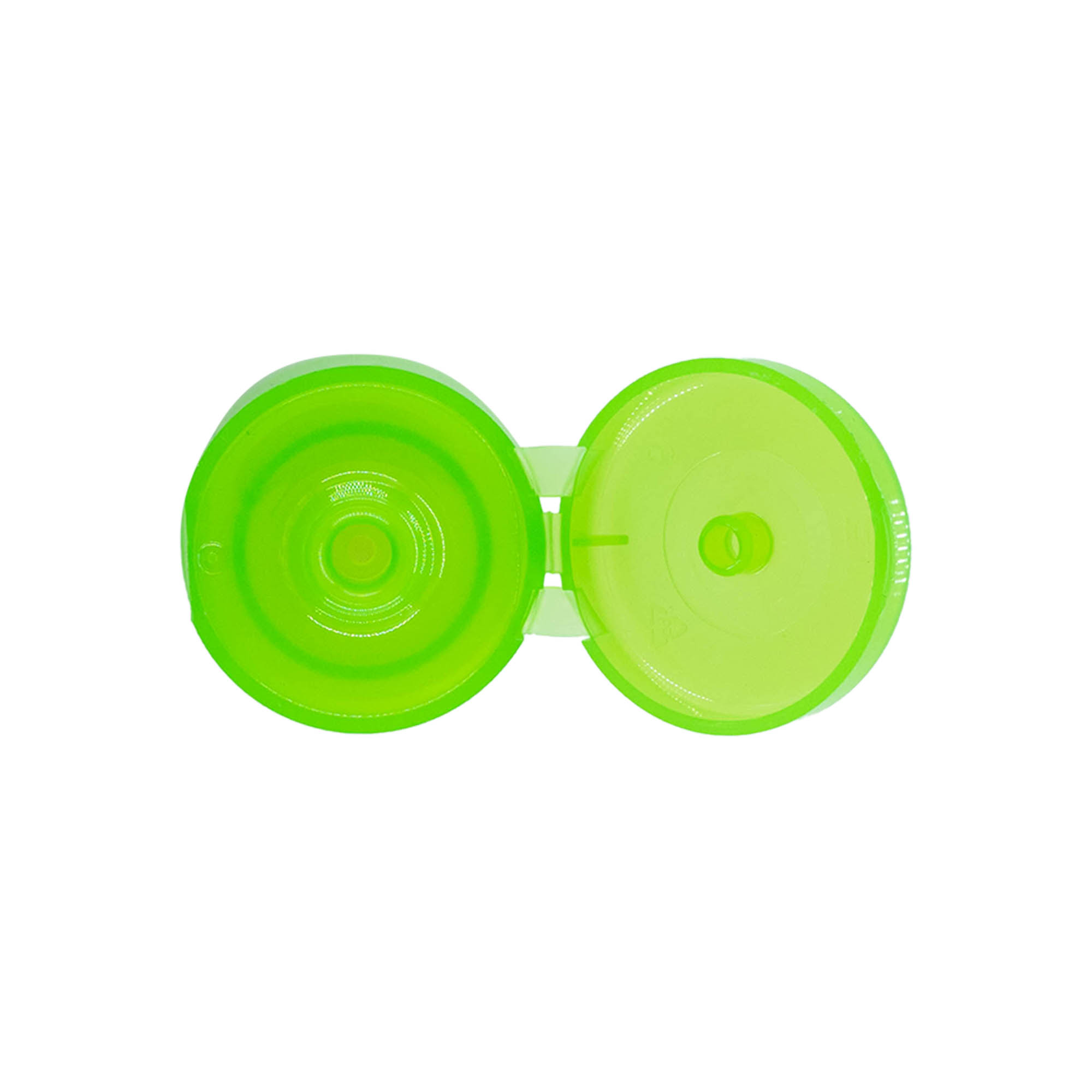 Hinged screw cap, PP plastic, green, for opening: GPI 24/410