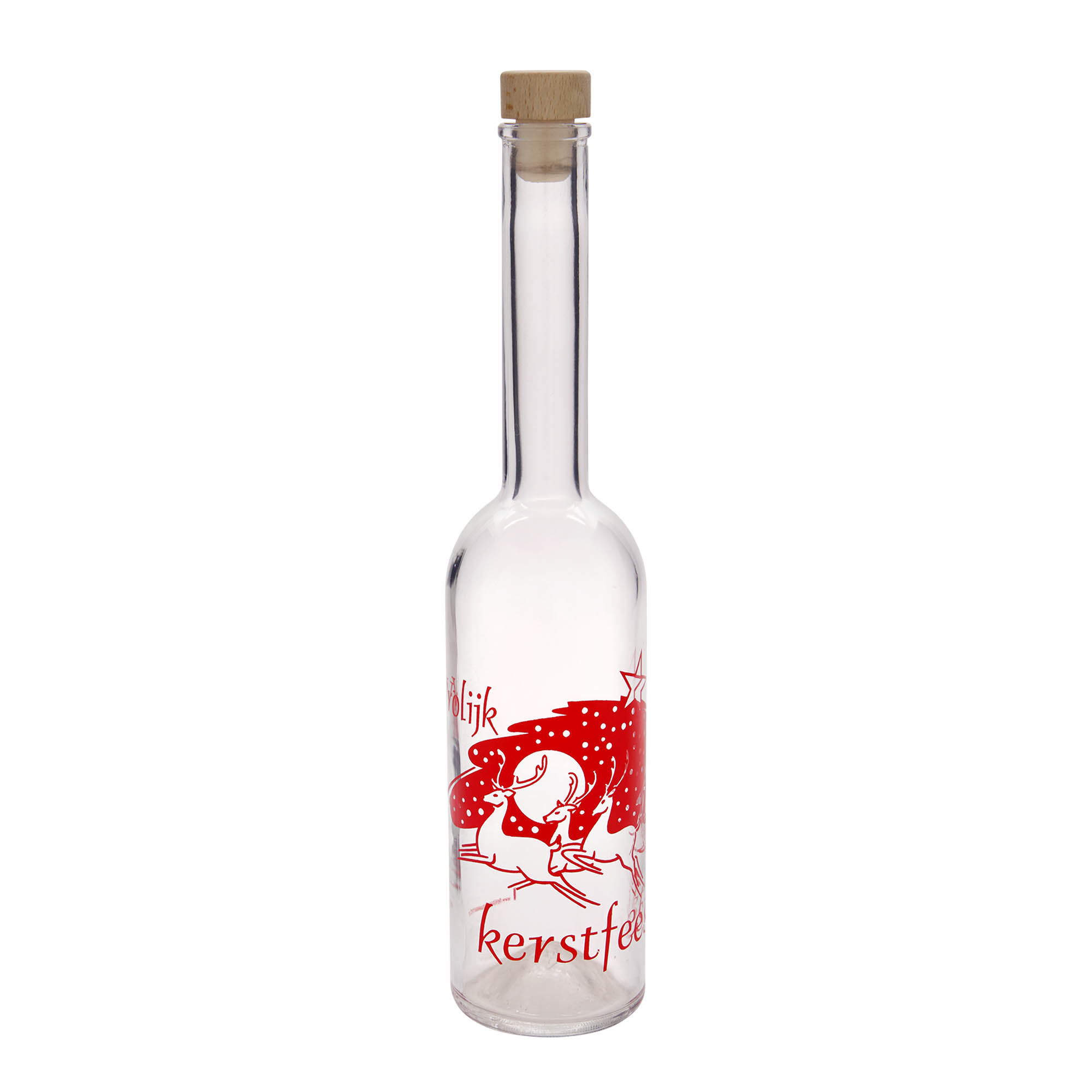 500 ml glass bottle 'Opera', print: Rendieren, closure: cork