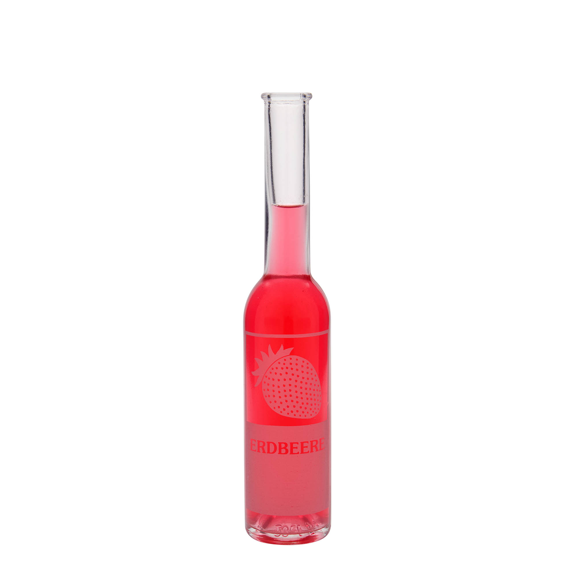 200 ml glass bottle 'Opera', print: “Erdbeere”, closure: cork