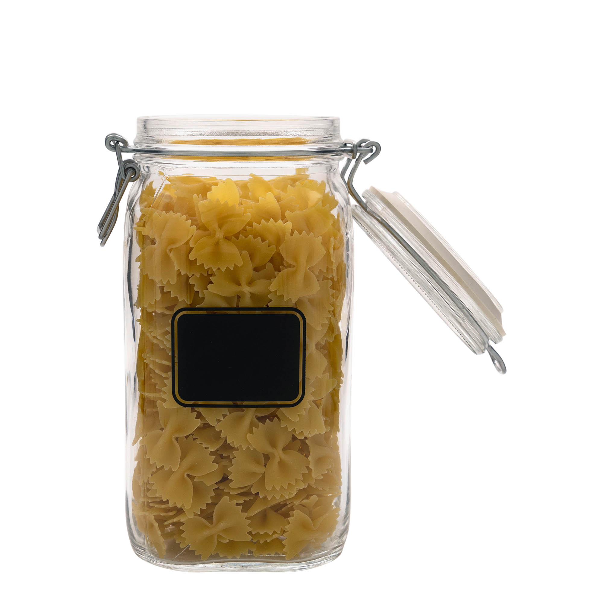 1,500 ml clip top jar 'Fido', print: blank label, square, closure: clip top