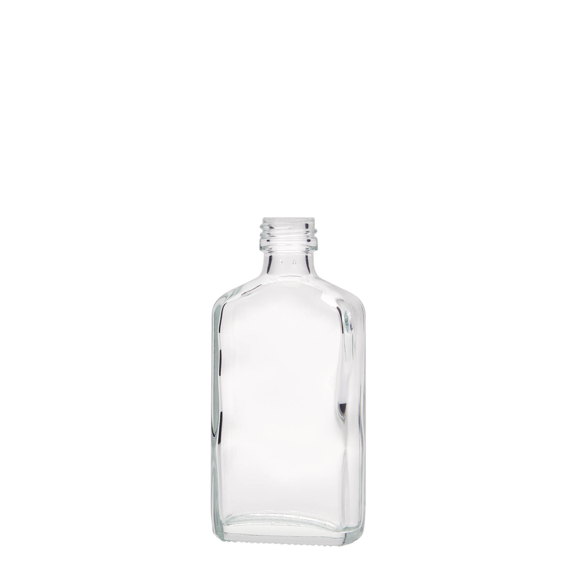 50 ml pocket flask bottle, rectangular, glass, closure: PP 18