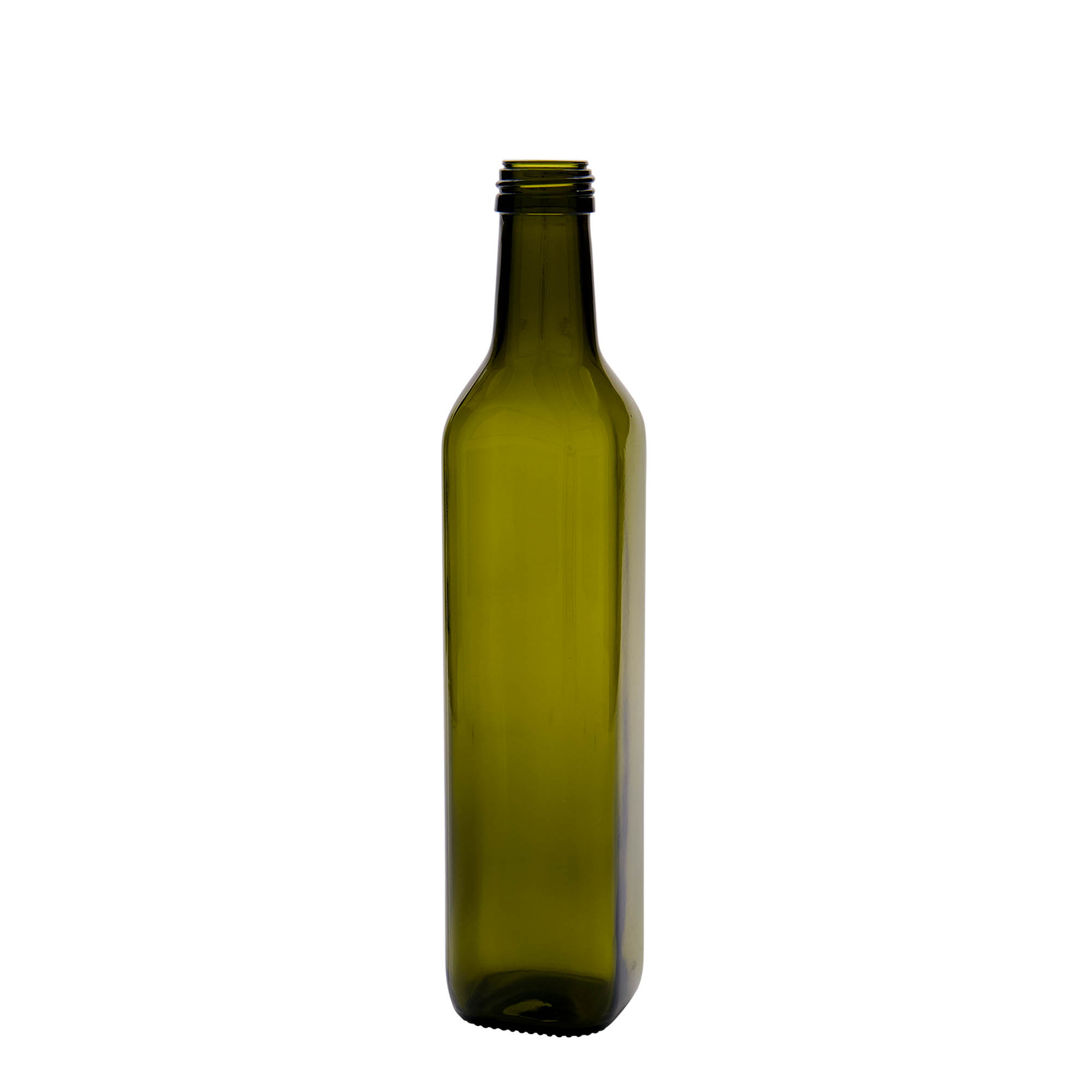 500 ml glass bottle 'Marasca', square, antique green, closure: PP 31.5