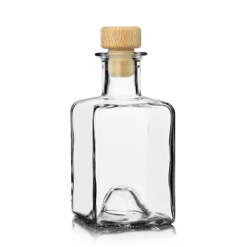 200 ml glass bottle 'Kubica', square, closure: cork