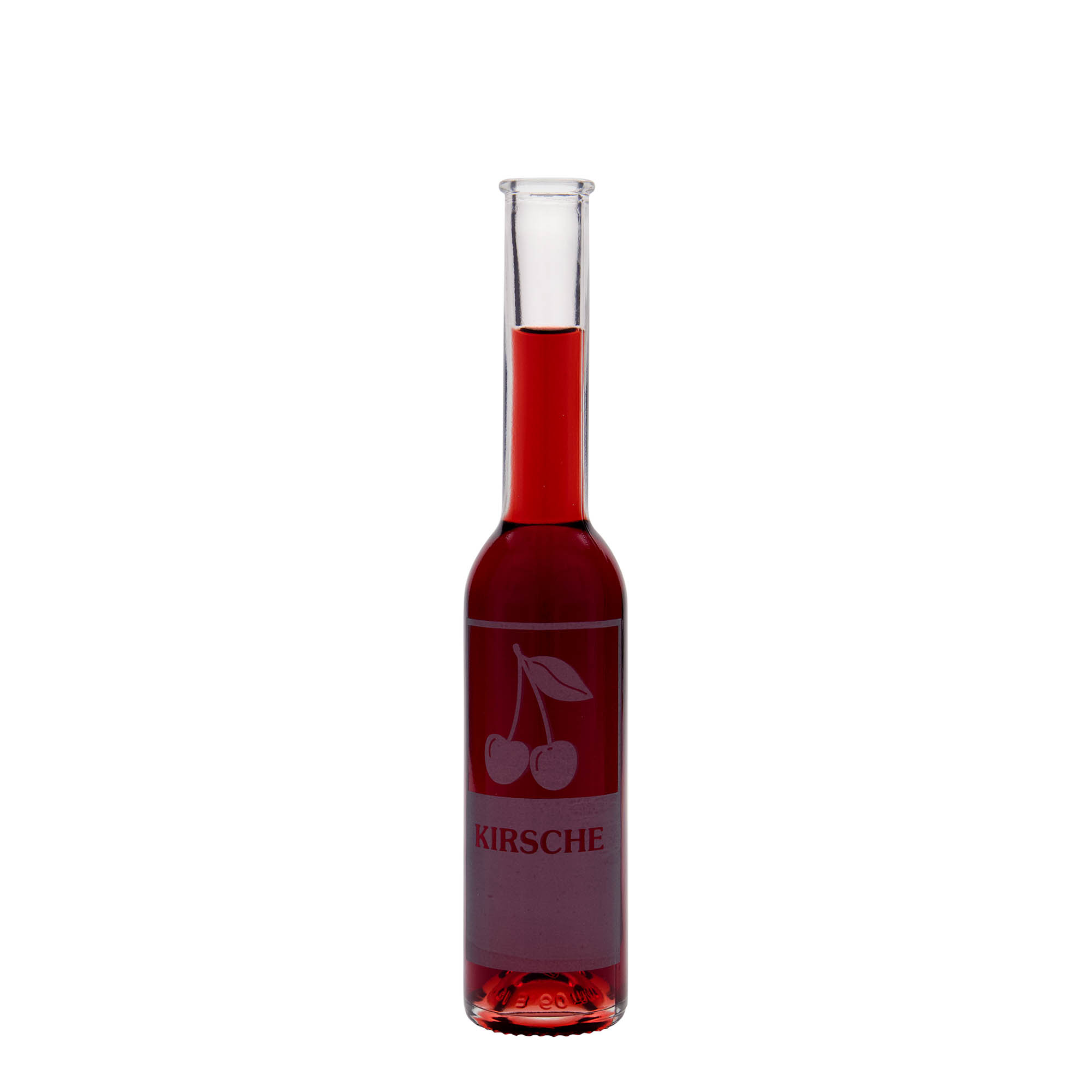 200 ml glass bottle 'Opera', print: cherry, closure: cork