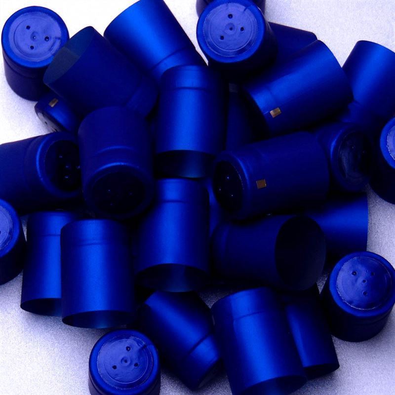 Heat shrink capsule 32x41, PVC plastic, blue