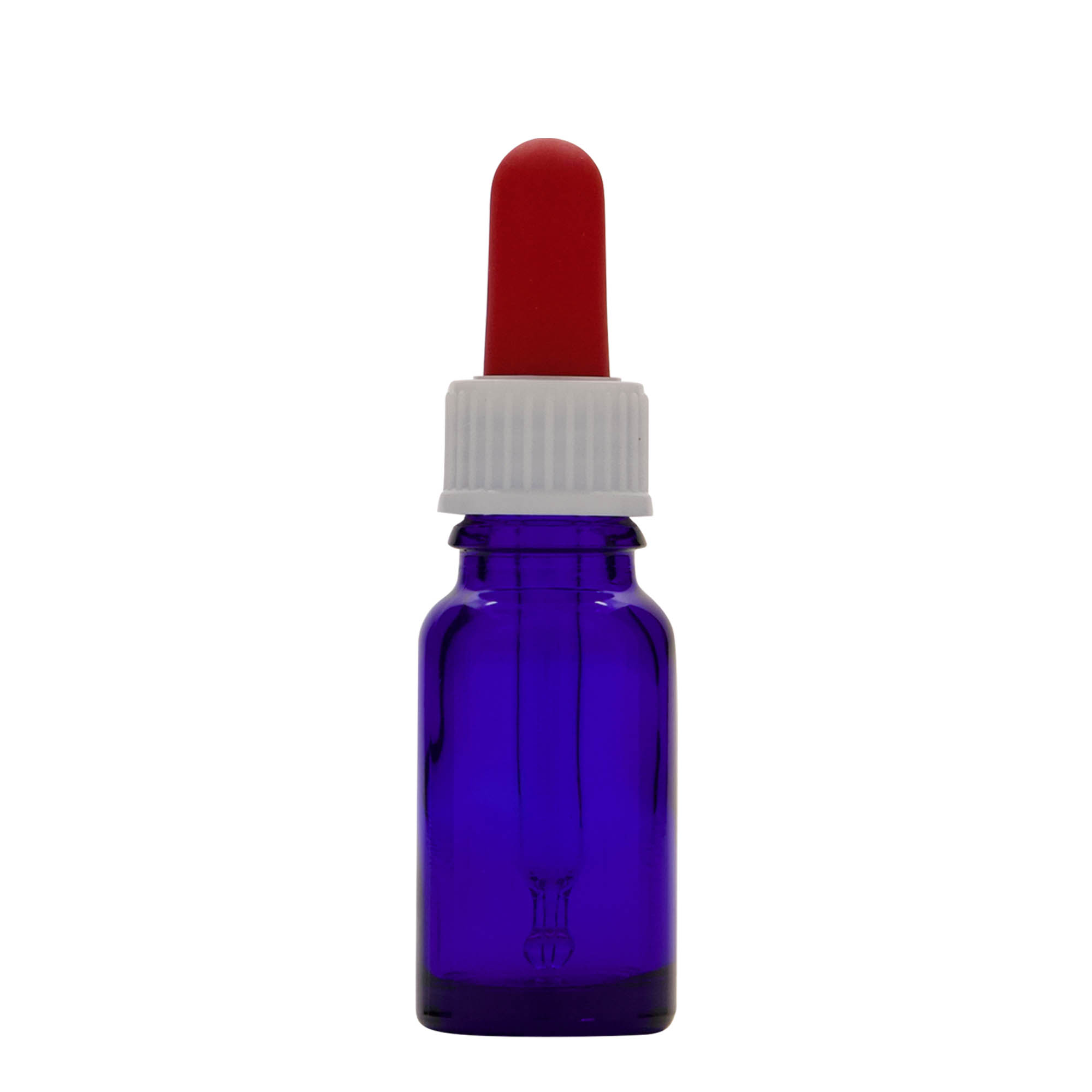 10 ml medicine pipette bottle, glass, royal blue/red, closure: DIN 18