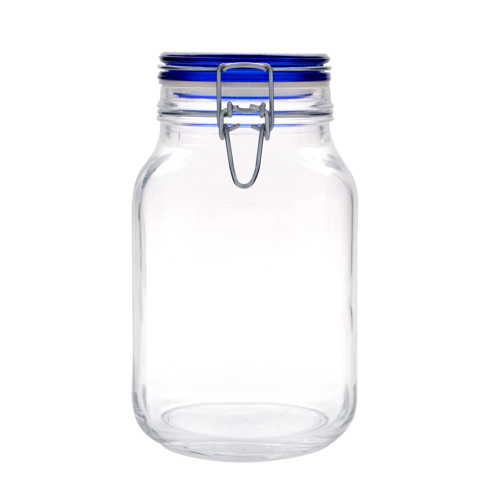 2,000 ml clip top jar 'Fido' Blue Top, square, closure: clip top