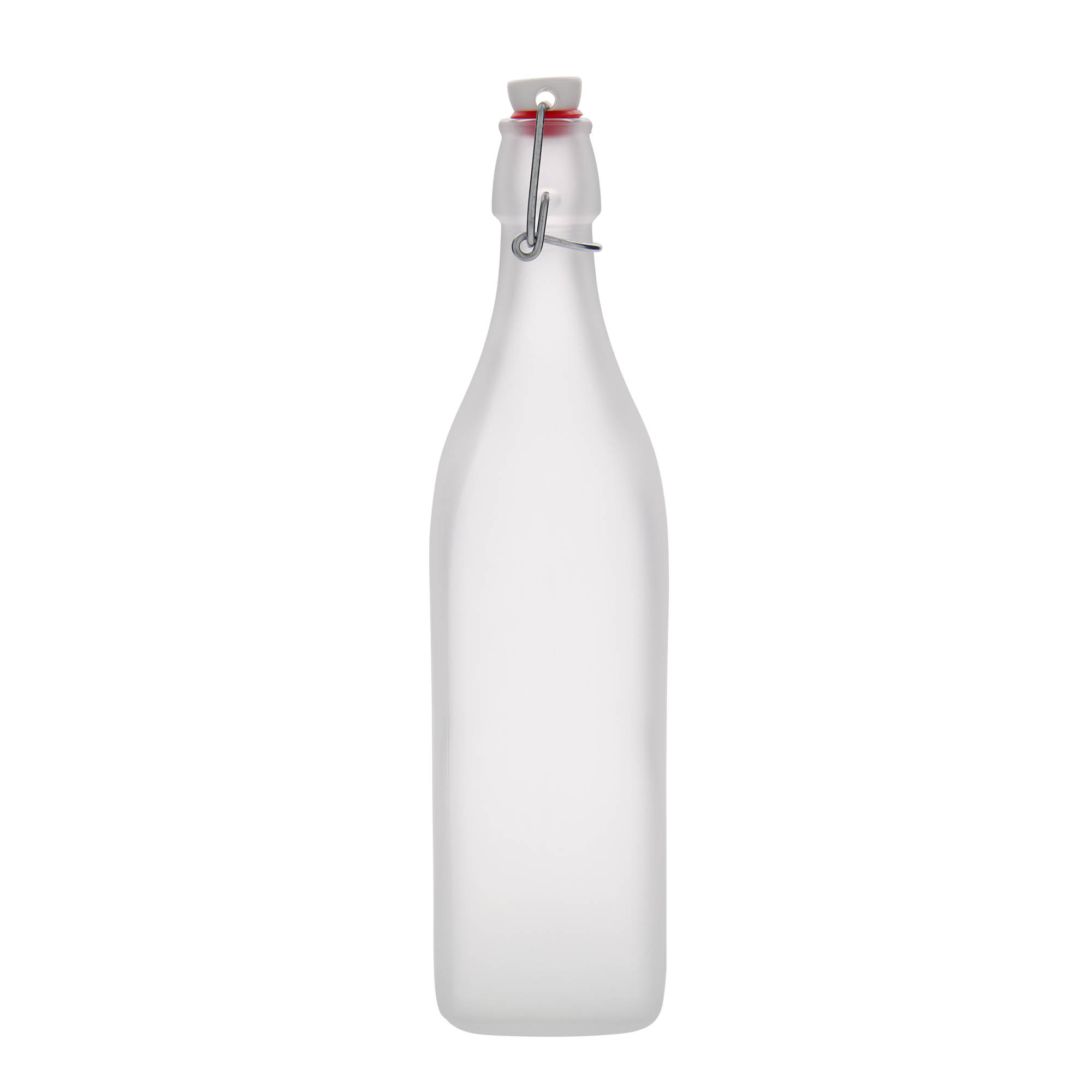 1,000 ml glass bottle 'Swing', square, white, closure: swing top