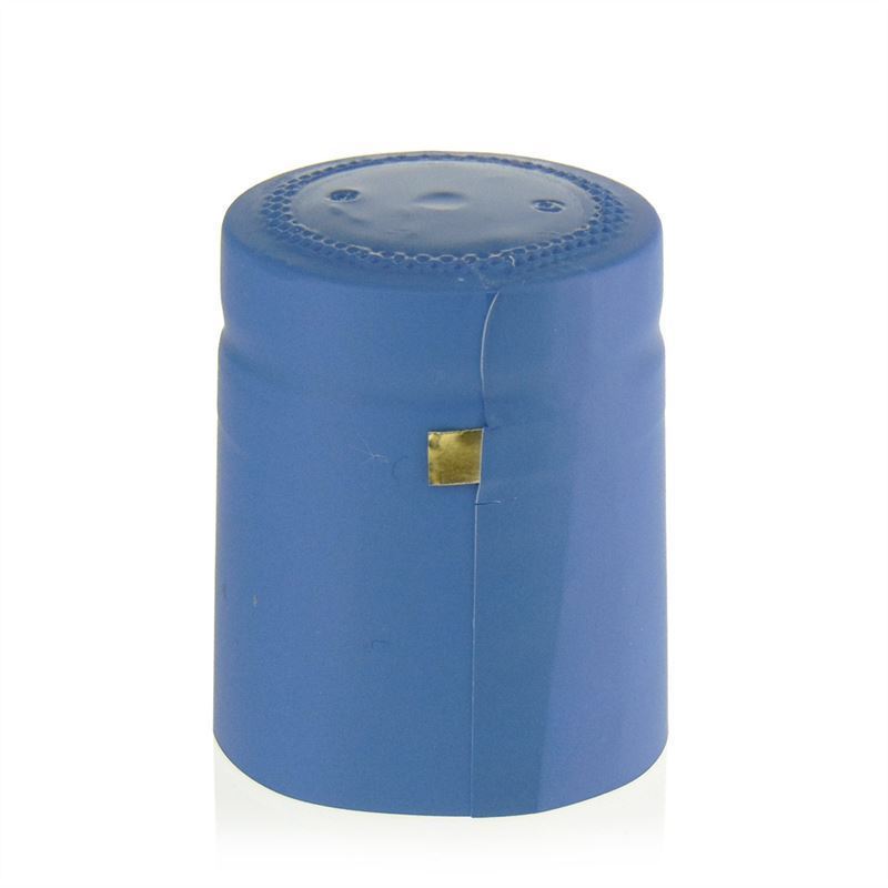 Heat shrink capsule 32x41, PVC plastic, sky blue