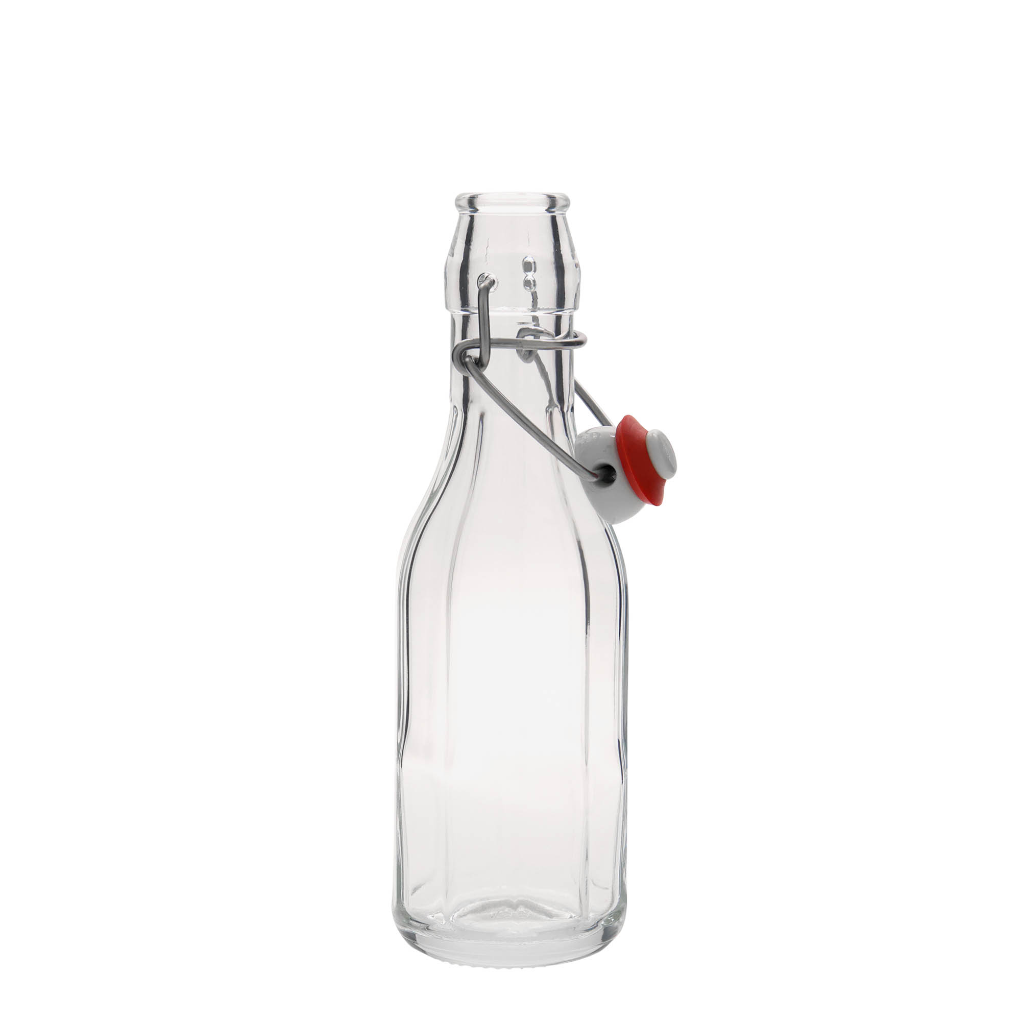 250 ml glass bottle 'Bravo', ten-sided, closure: swing top