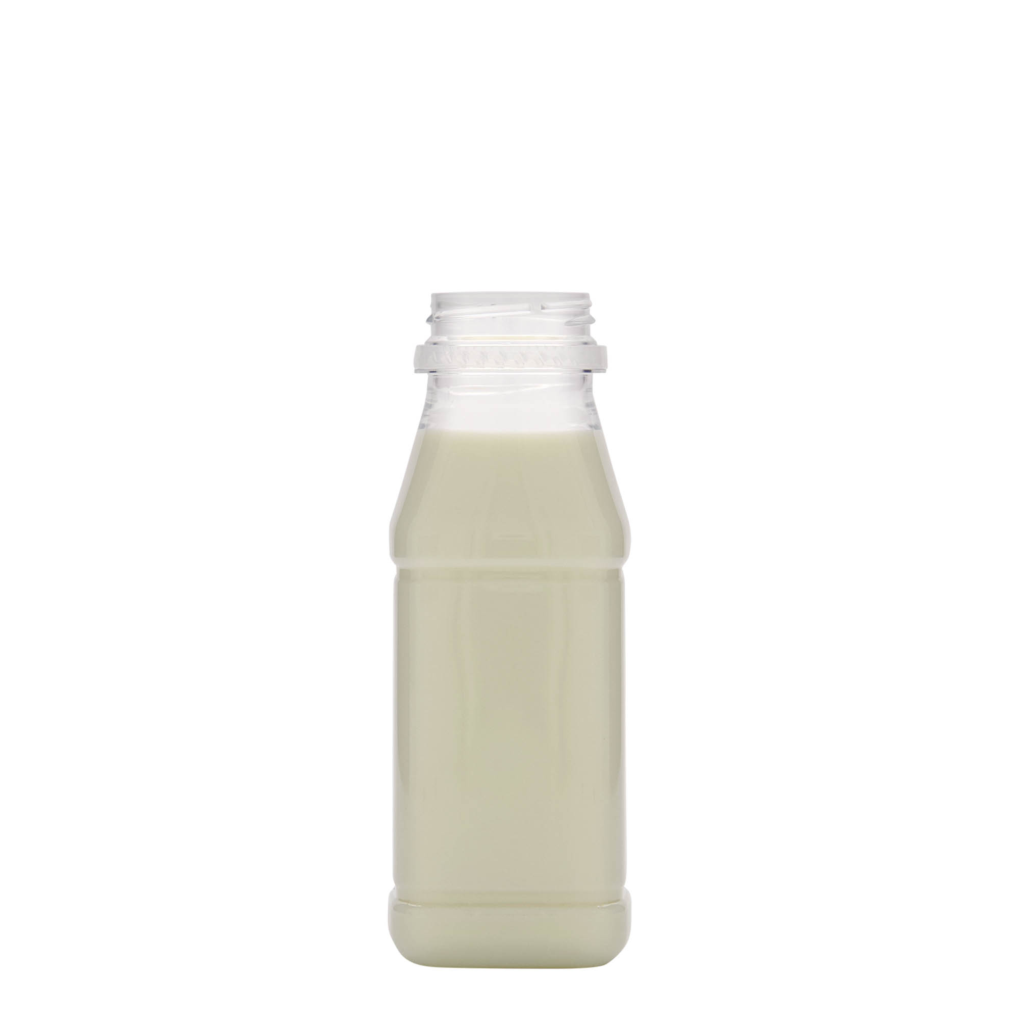 250 ml PET bottle 'Milk and Juice Carré', square, plastic, closure: 38 mm