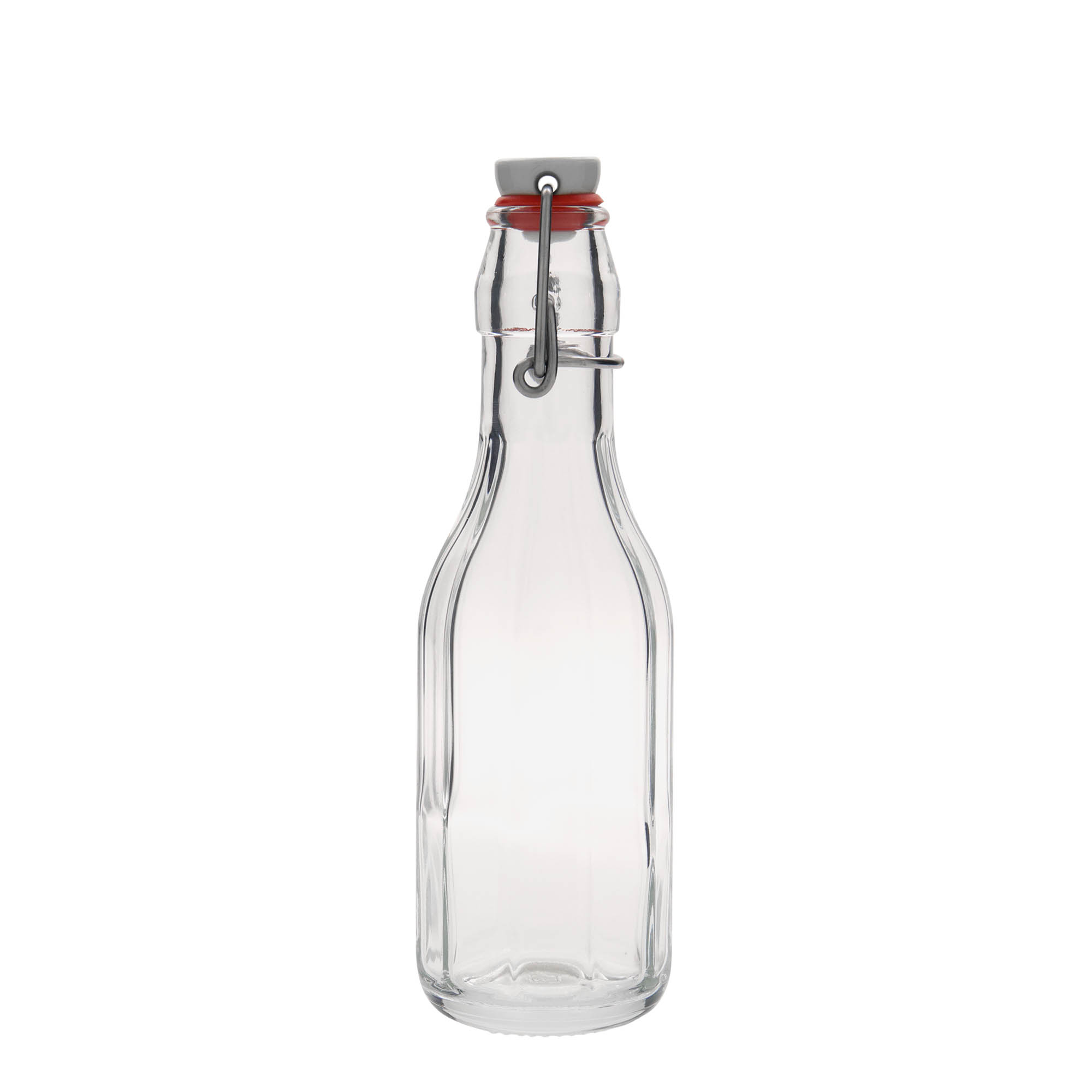 250 ml glass bottle 'Bravo', ten-sided, closure: swing top