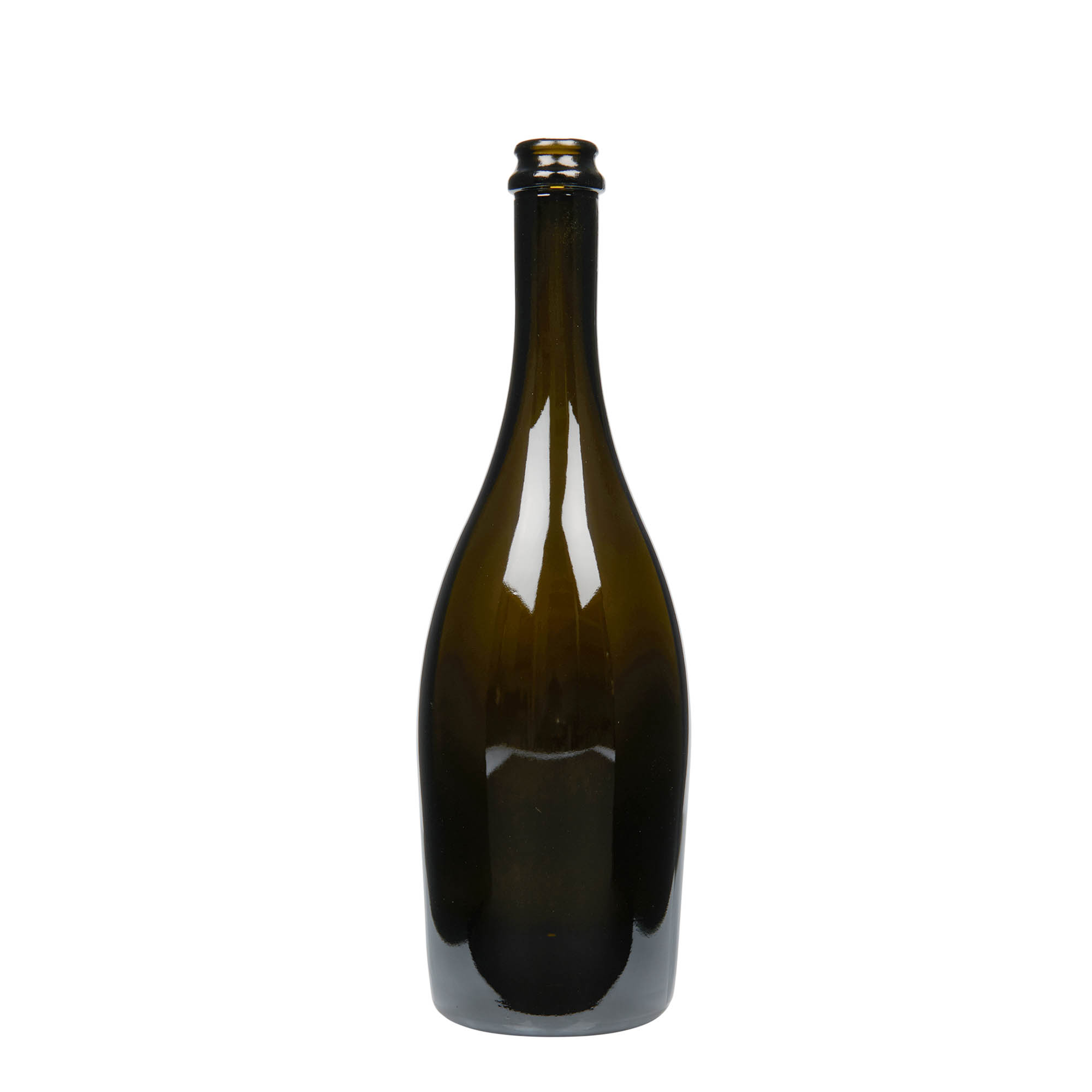 750 ml champagne bottle 'Carmen', glass, antique green, closure: crown caps