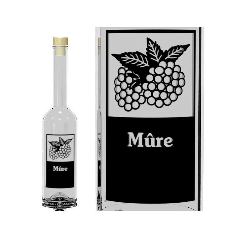 500 ml glass bottle 'Opera', print: Mûre, closure: cork