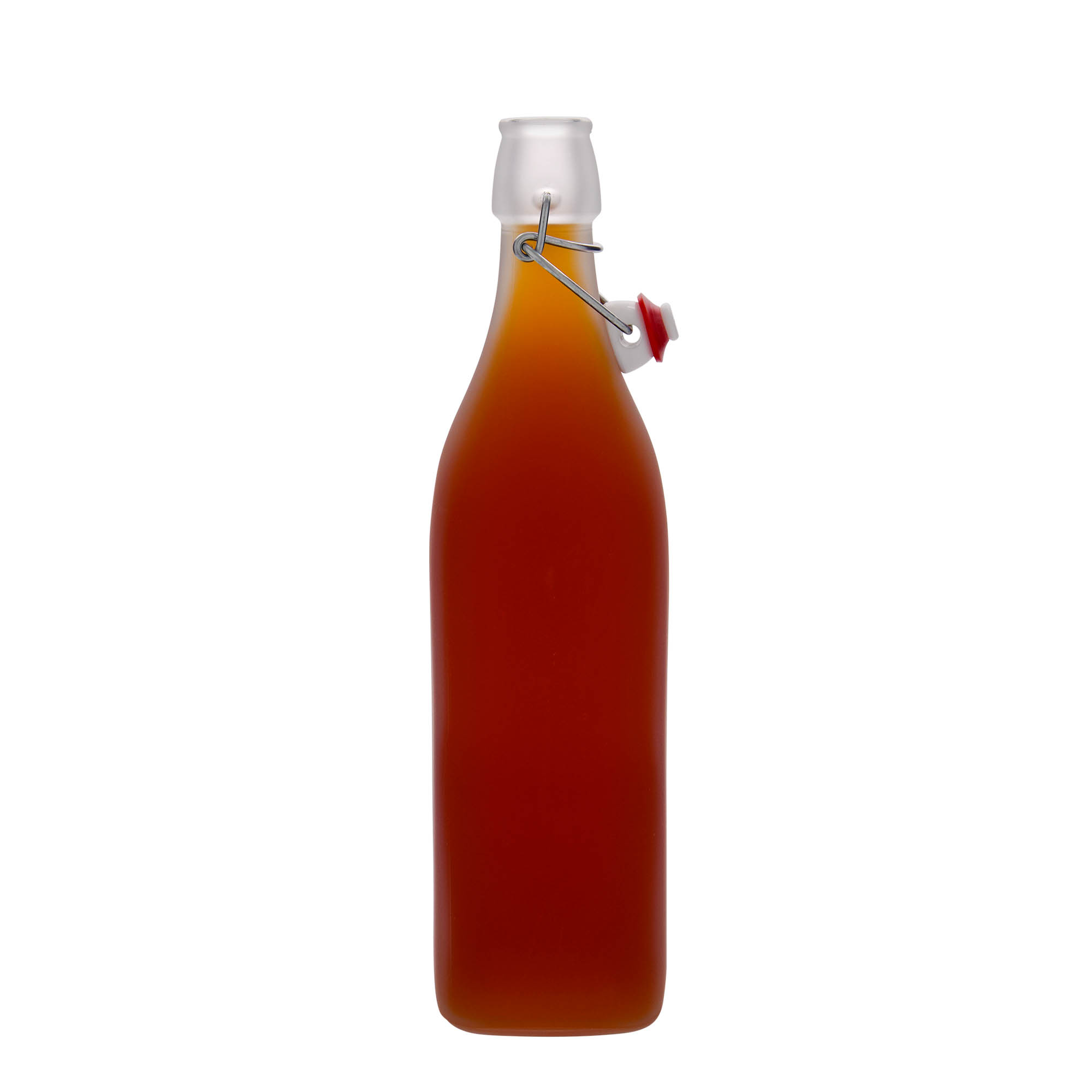 1,000 ml glass bottle 'Swing', square, white, closure: swing top