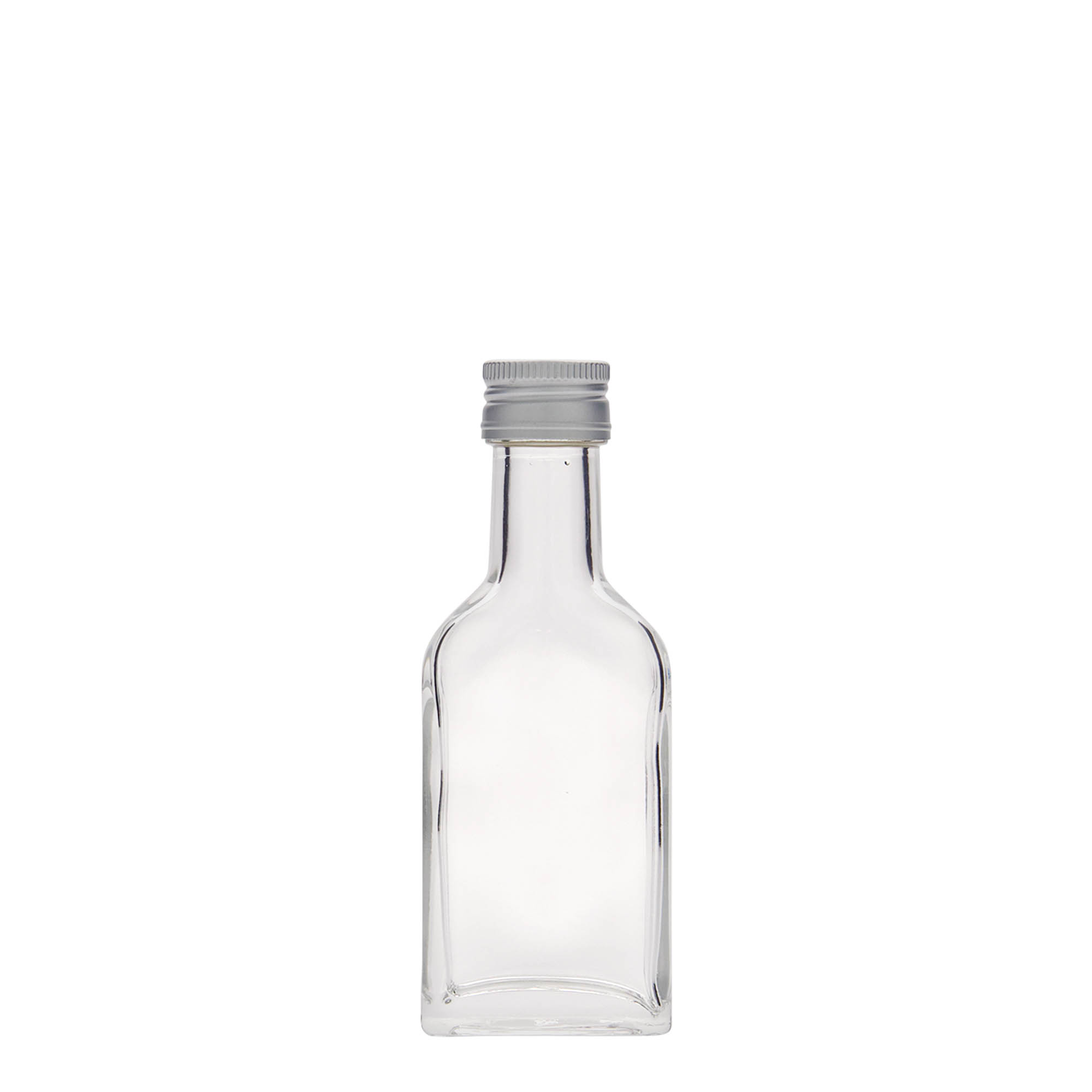 40 ml long neck pocket flask bottle, rectangular, glass, closure: PP 22