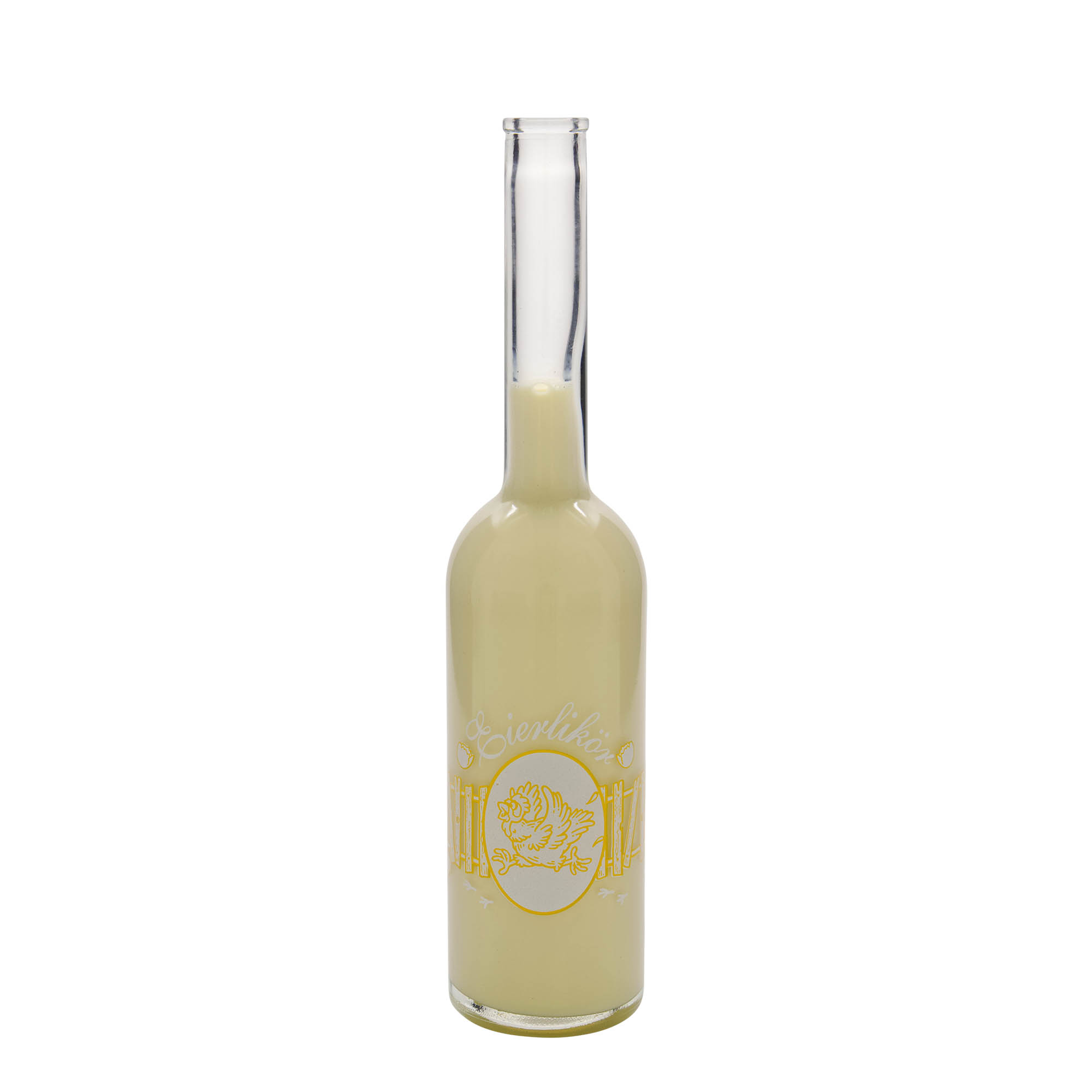 500 ml glass bottle 'Opera', print: egg liqueur, closure: cork