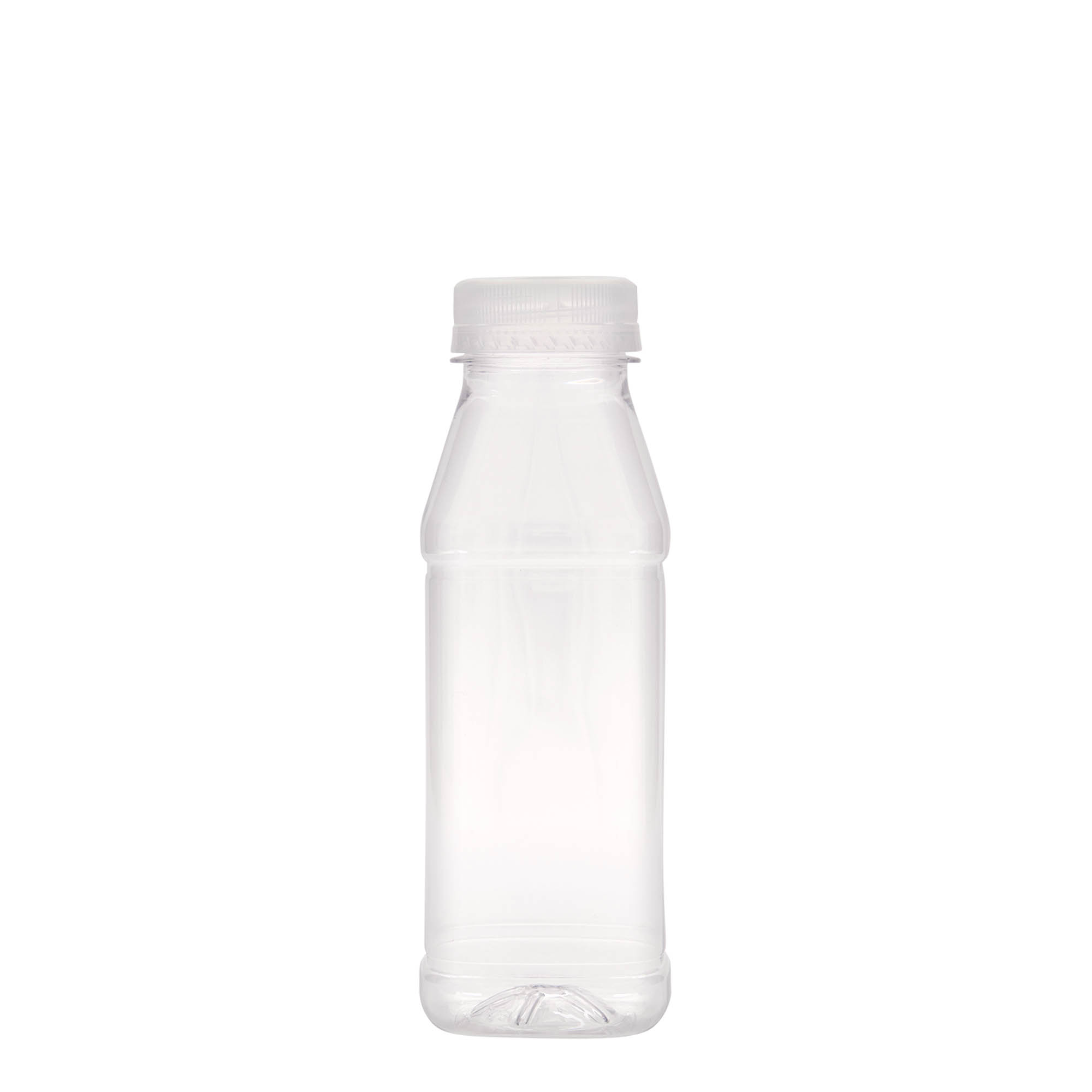 330 ml PET bottle 'Milk and Juice Carré', square, plastic, closure: 38 mm