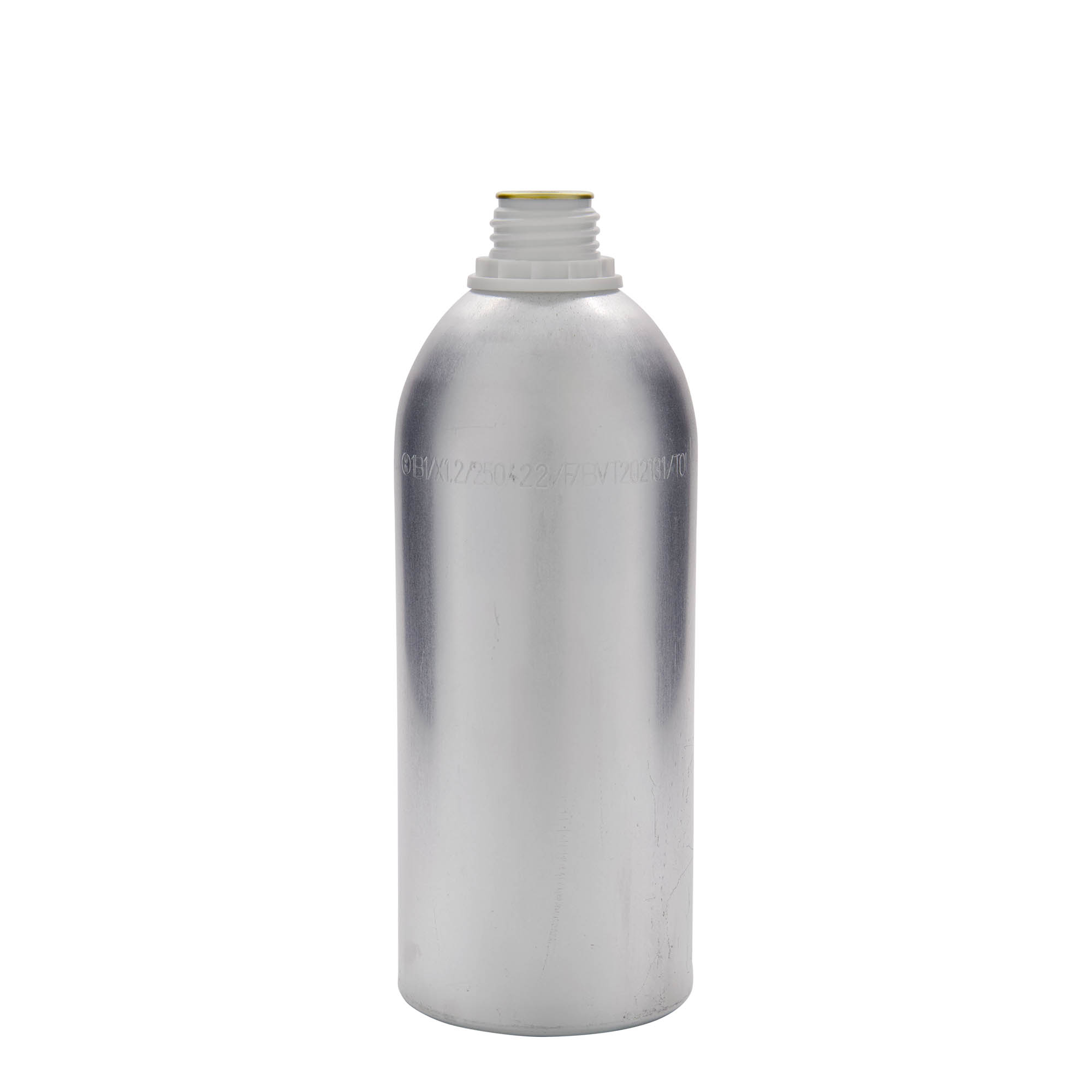 1100 ml aluminium bottle, metal, silver, closure: DIN 32