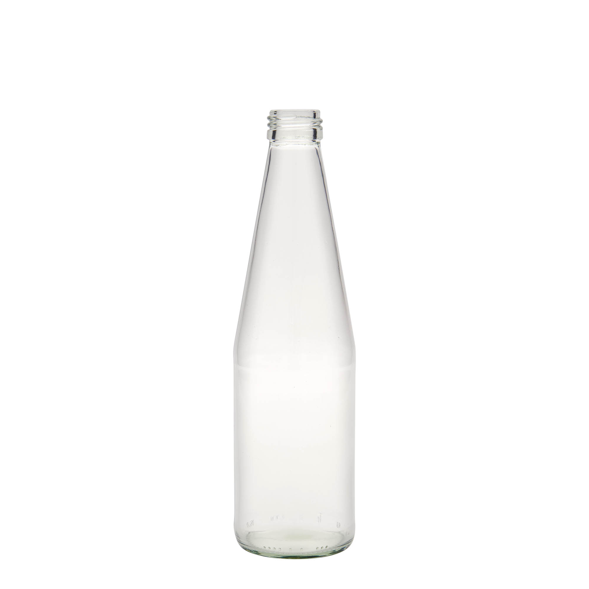 330 ml universal bottle, carrot shaped, glass, closure: PP 28