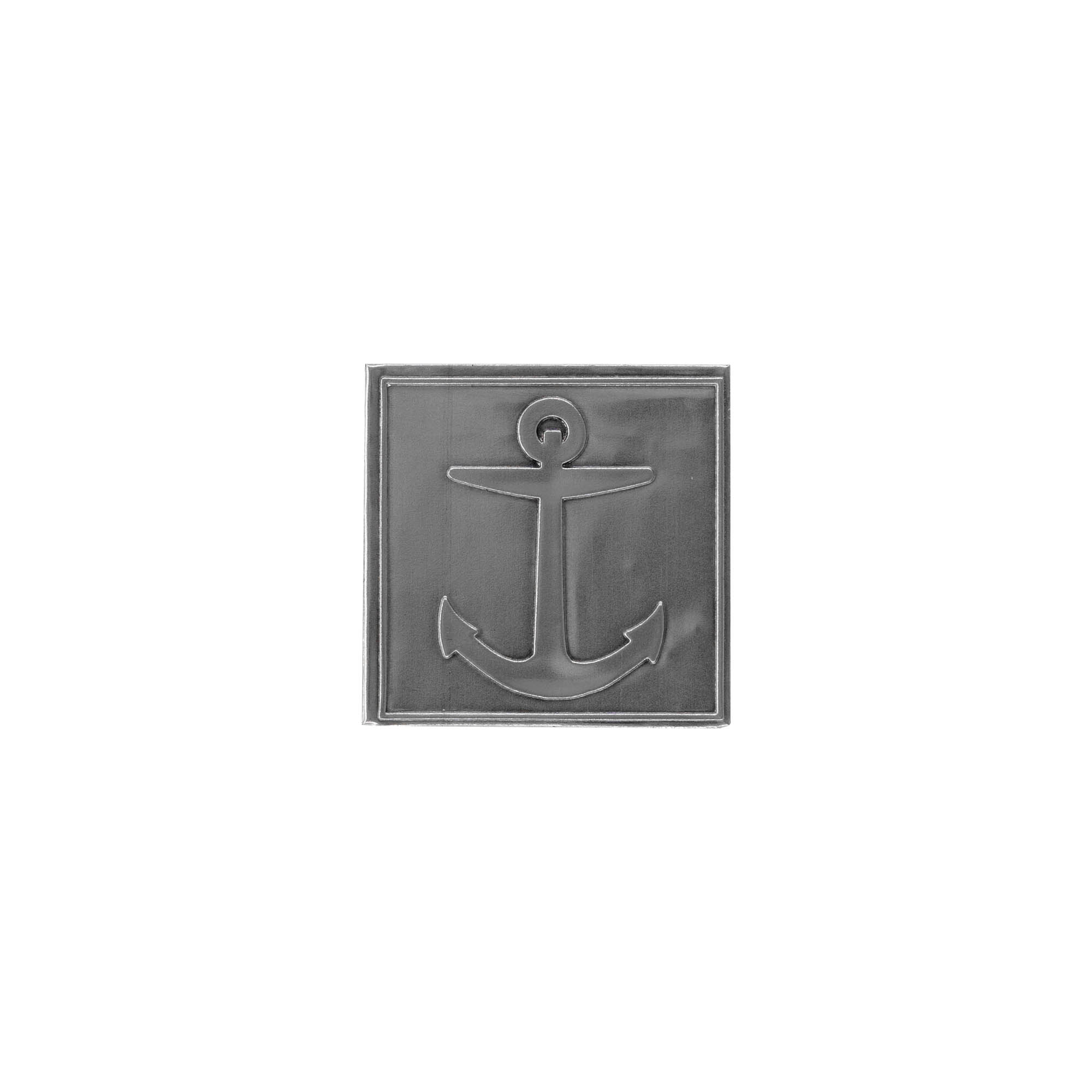 Pewter tag 'Anchor', square, metal, silver