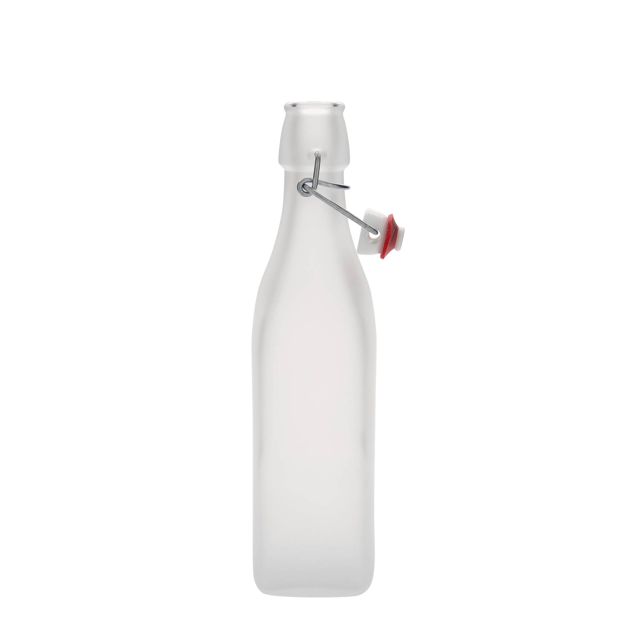 500 ml glass bottle 'Swing', square, white, closure: swing top