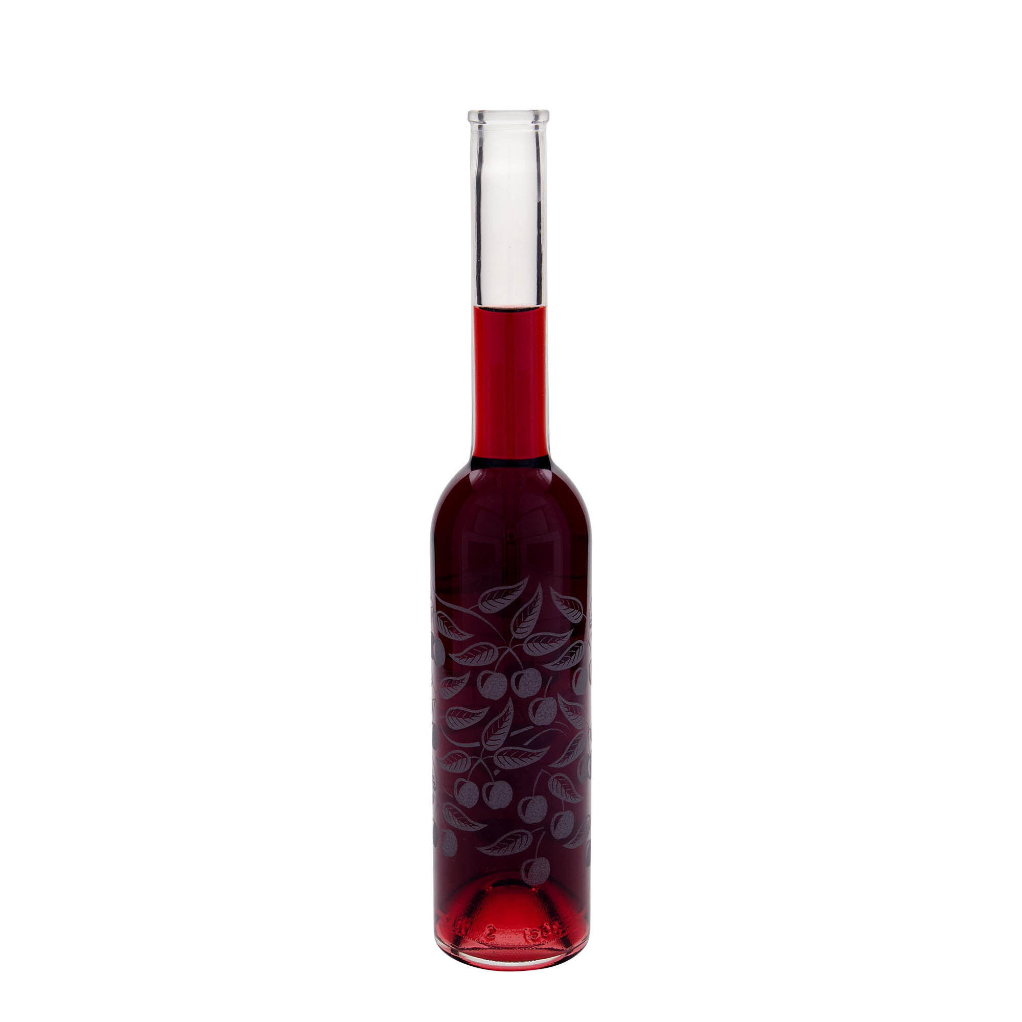 350 ml glass bottle 'Opera', print: cherries, closure: cork