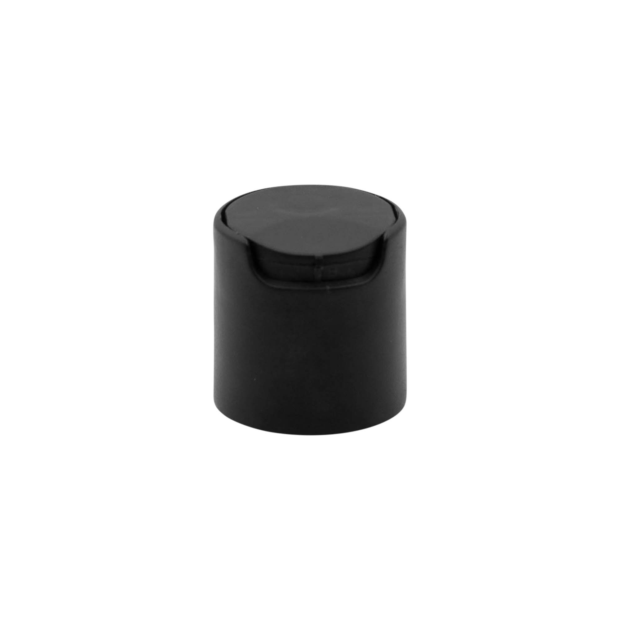 Screw cap with disc top, PP plastic, black, for opening: GPI 24/410