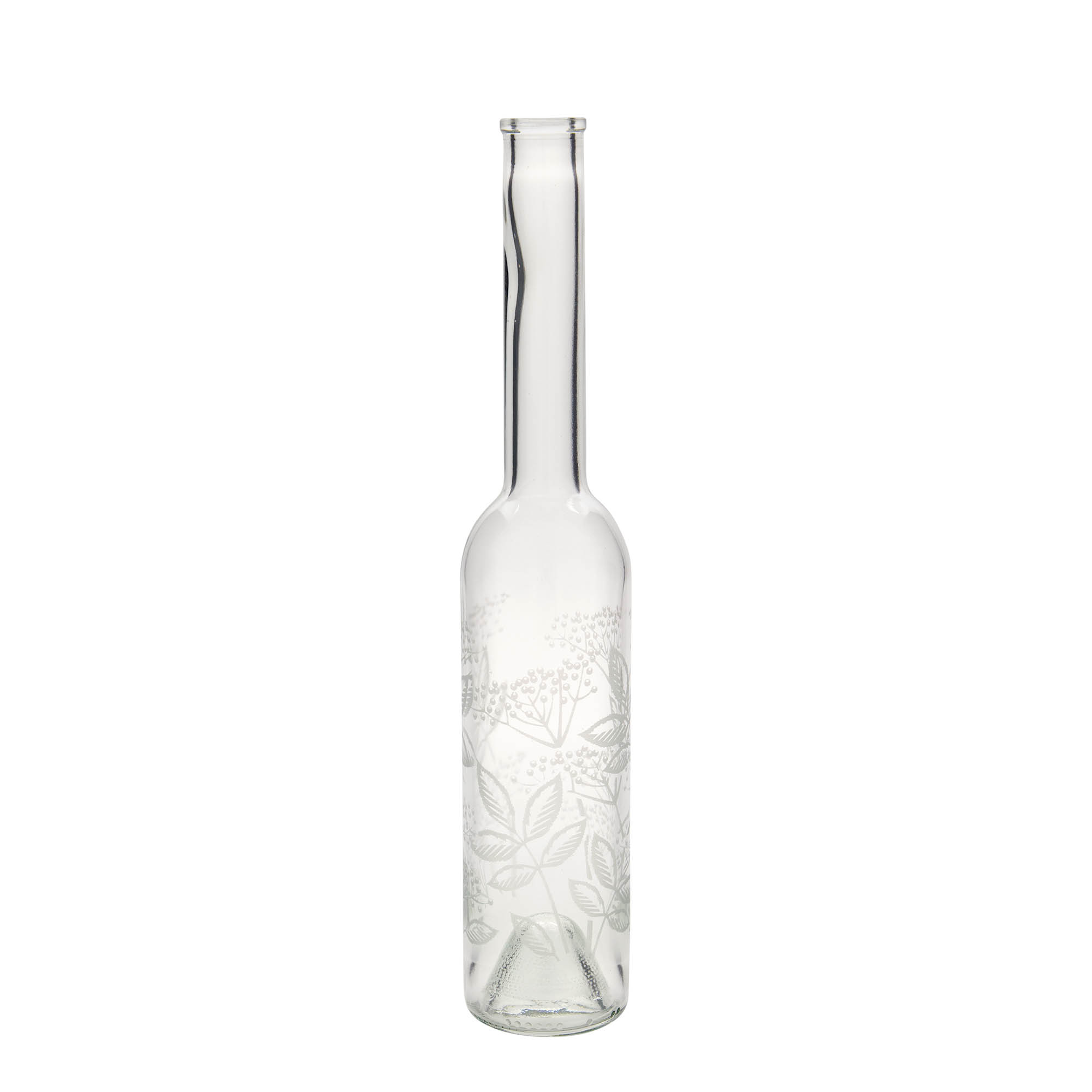 350 ml glass bottle 'Opera', print: elderberry, closure: cork