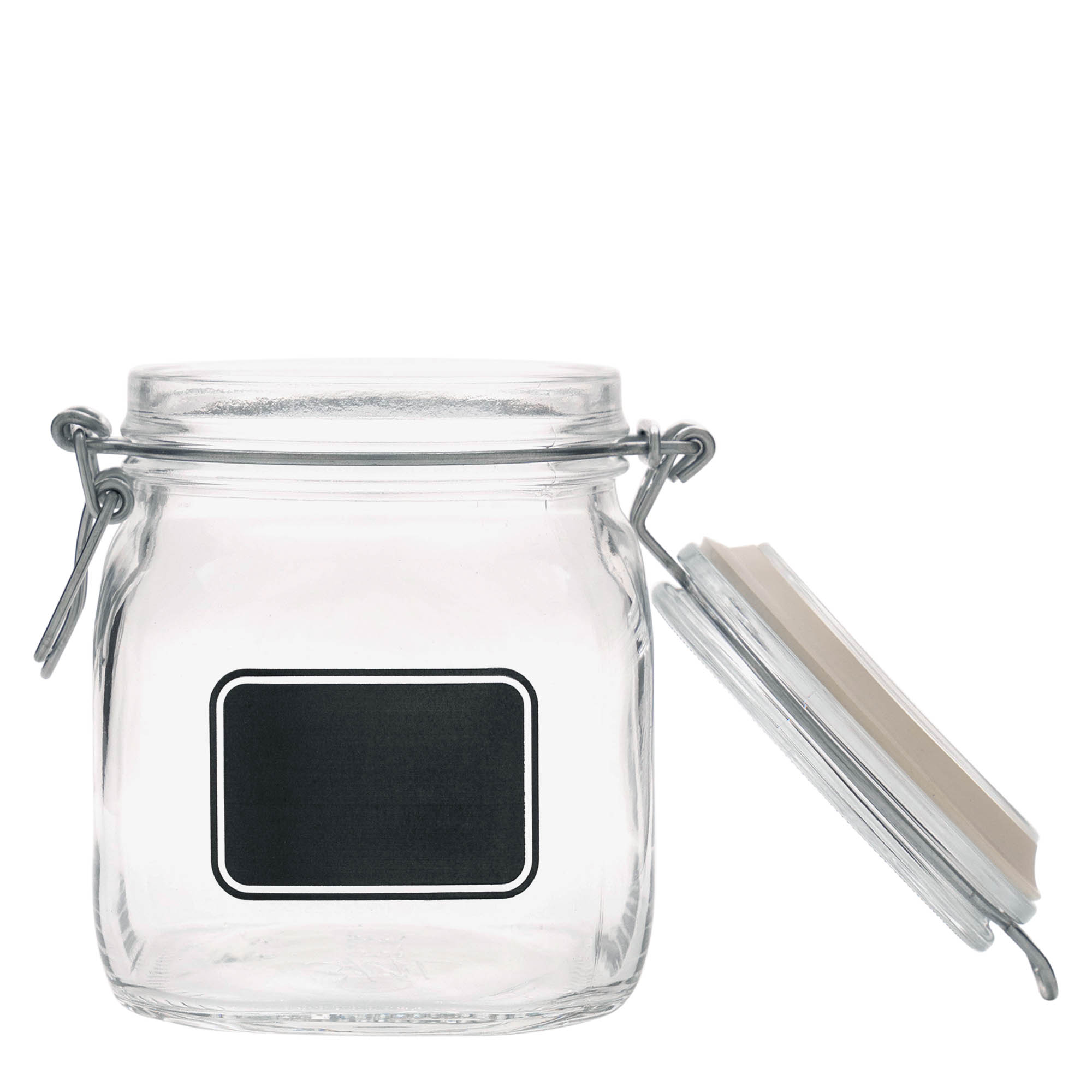 750 ml clip top jar 'Fido', print: blank label, square, closure: clip top