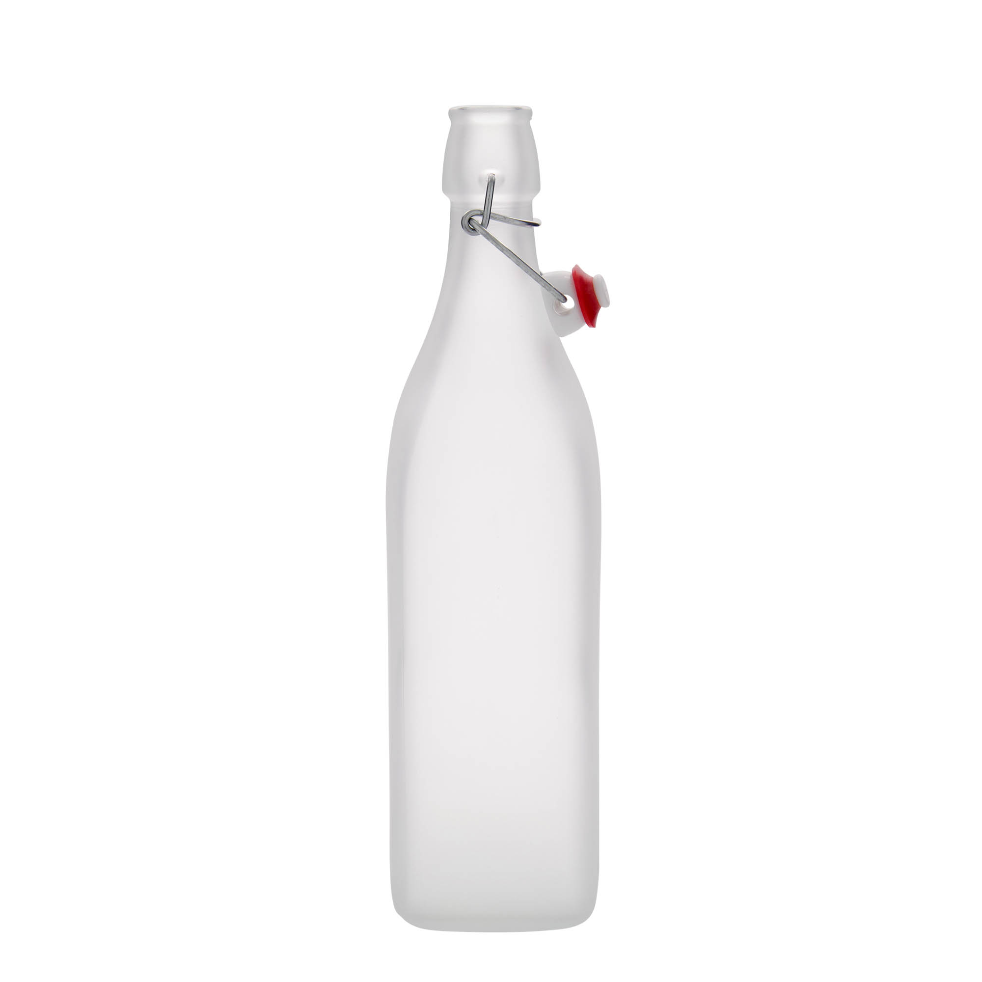 1,000 ml glass bottle 'Swing', square, white, closure: swing top