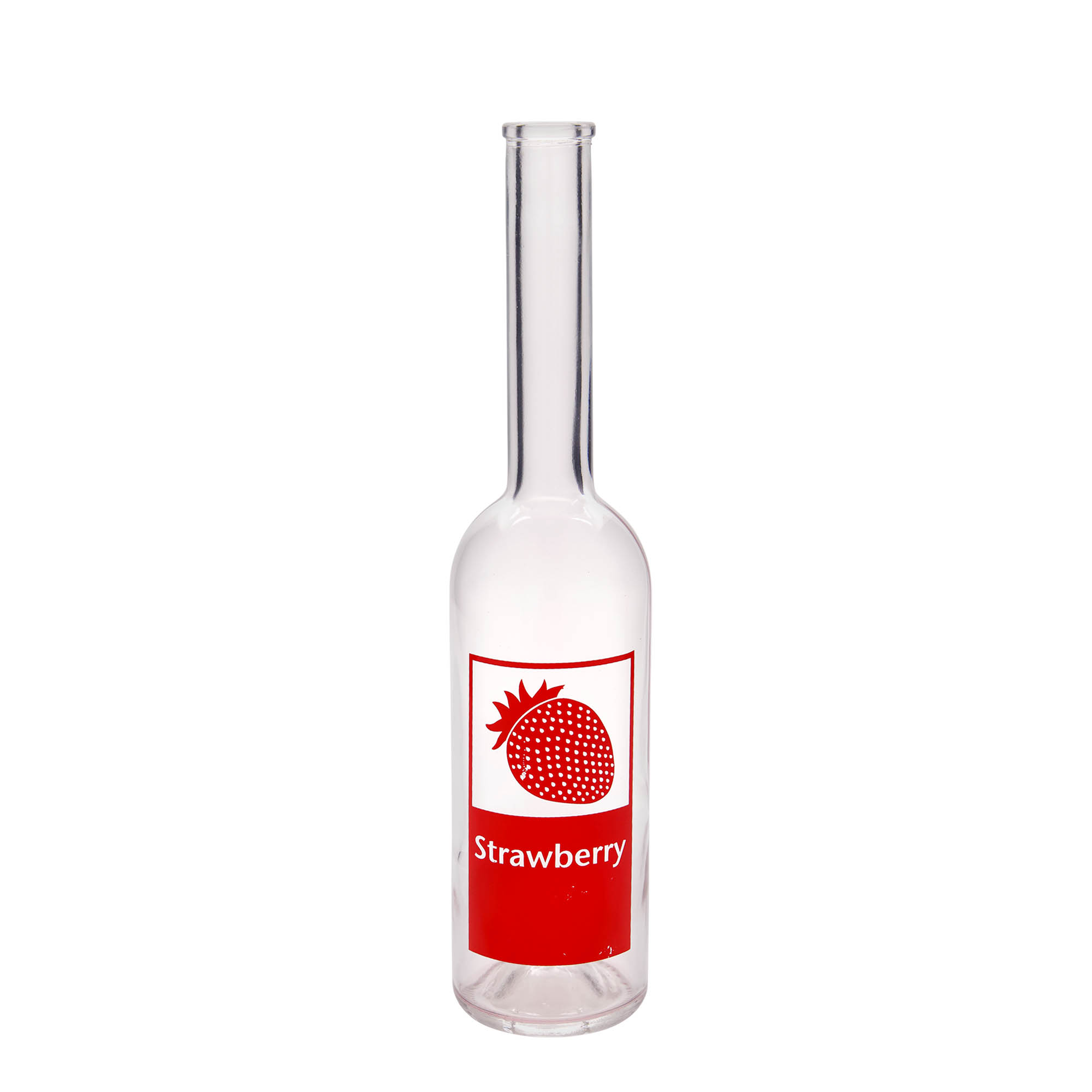 500 ml glass bottle 'Opera', print: Strawberry, closure: cork