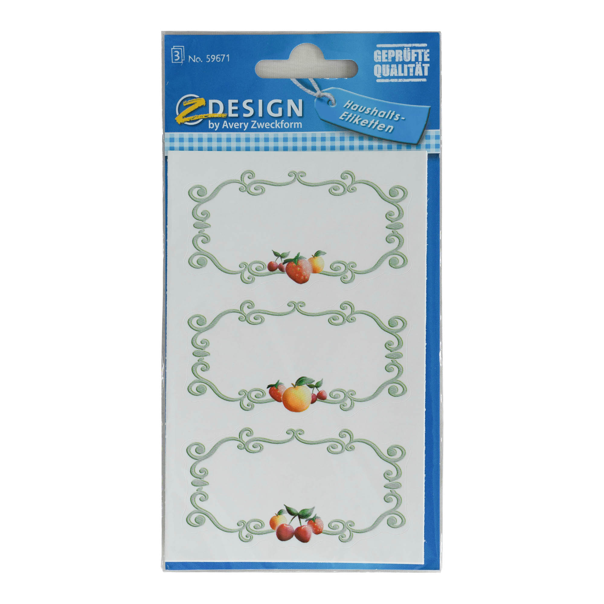 Themed labels 'Fruit Border', rectangular, paper, multicolour