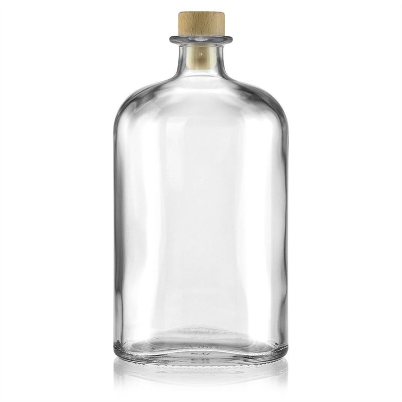 1,000 ml glass bottle 'Dundee', oval, closure: cork