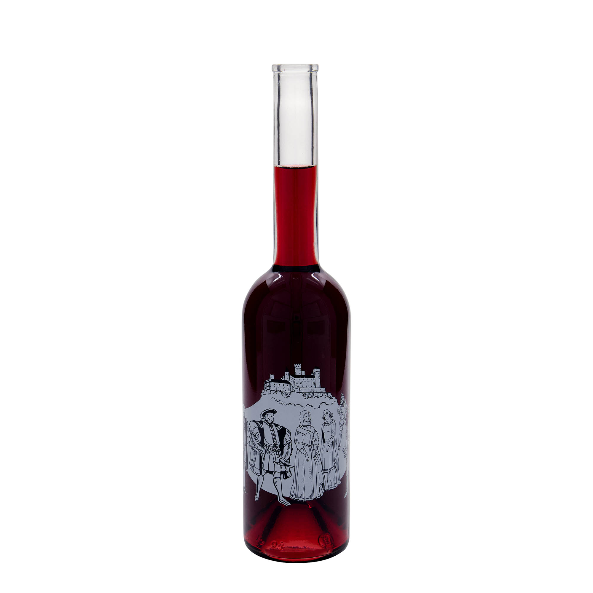 500 ml glass bottle 'Opera', print: Middle Ages, closure: cork