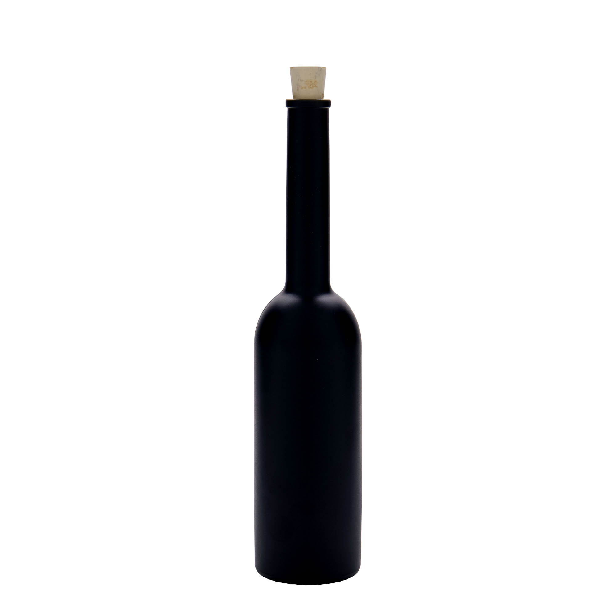 200 ml glass bottle 'Opera', black, closure: cork