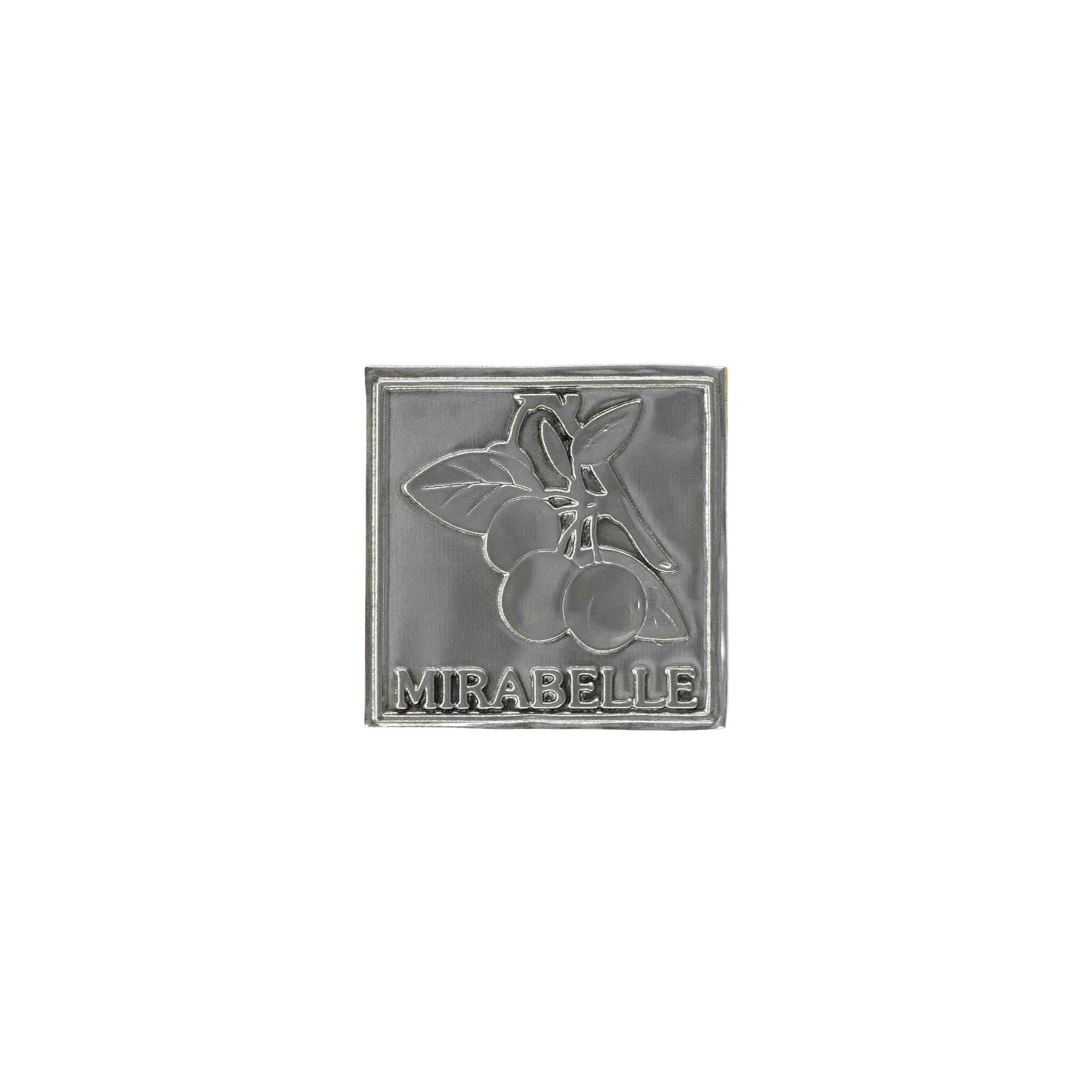 Pewter tag 'Mirabelle', square, metal, silver