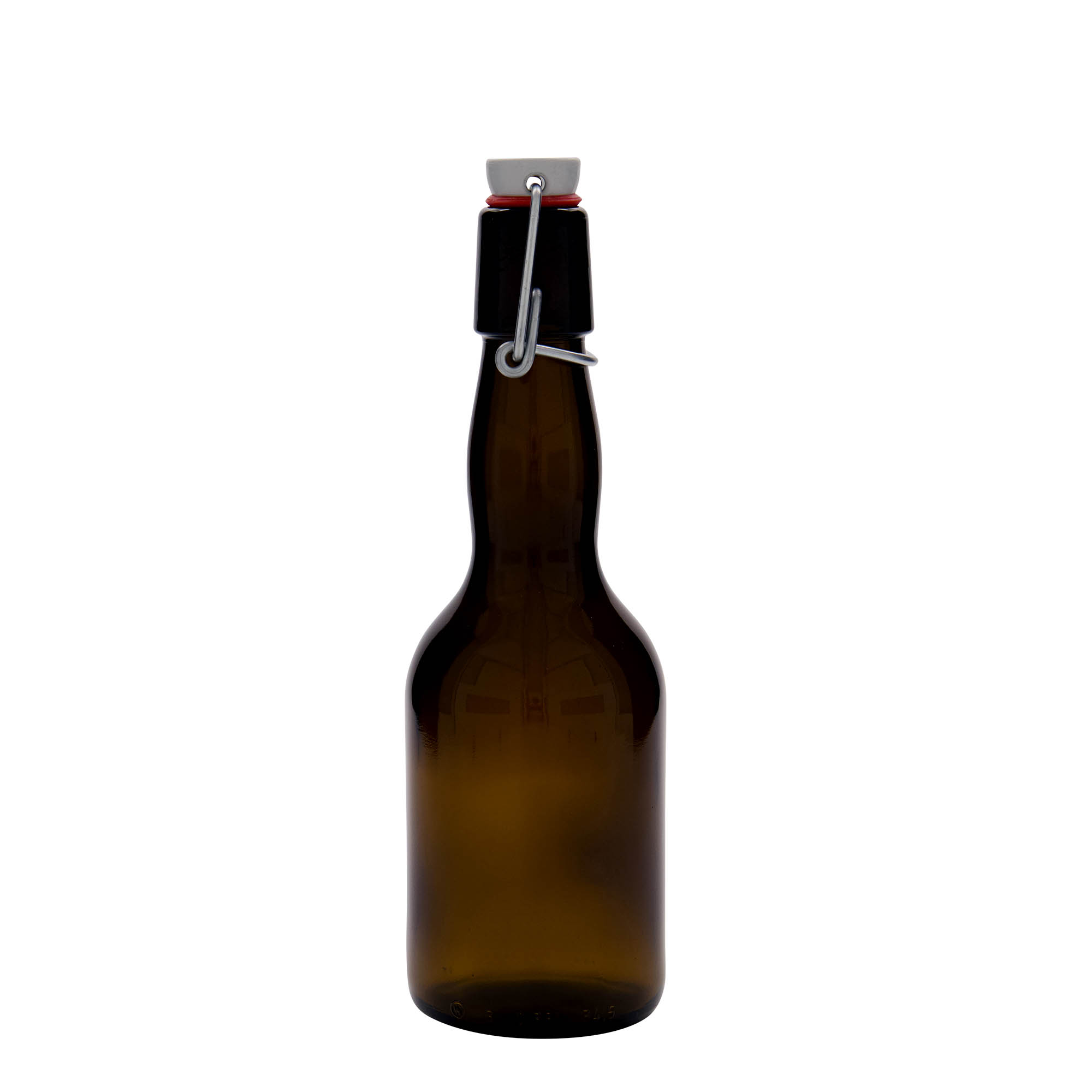 330 ml goitre neck beer bottle, glass, brown, closure: swing top